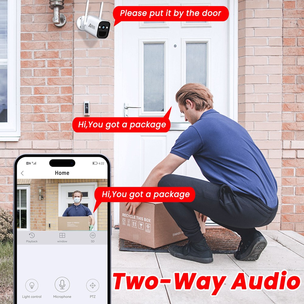Outdoor Wireless Security Camera System Solar Battery Powered WIFI Audio Camera