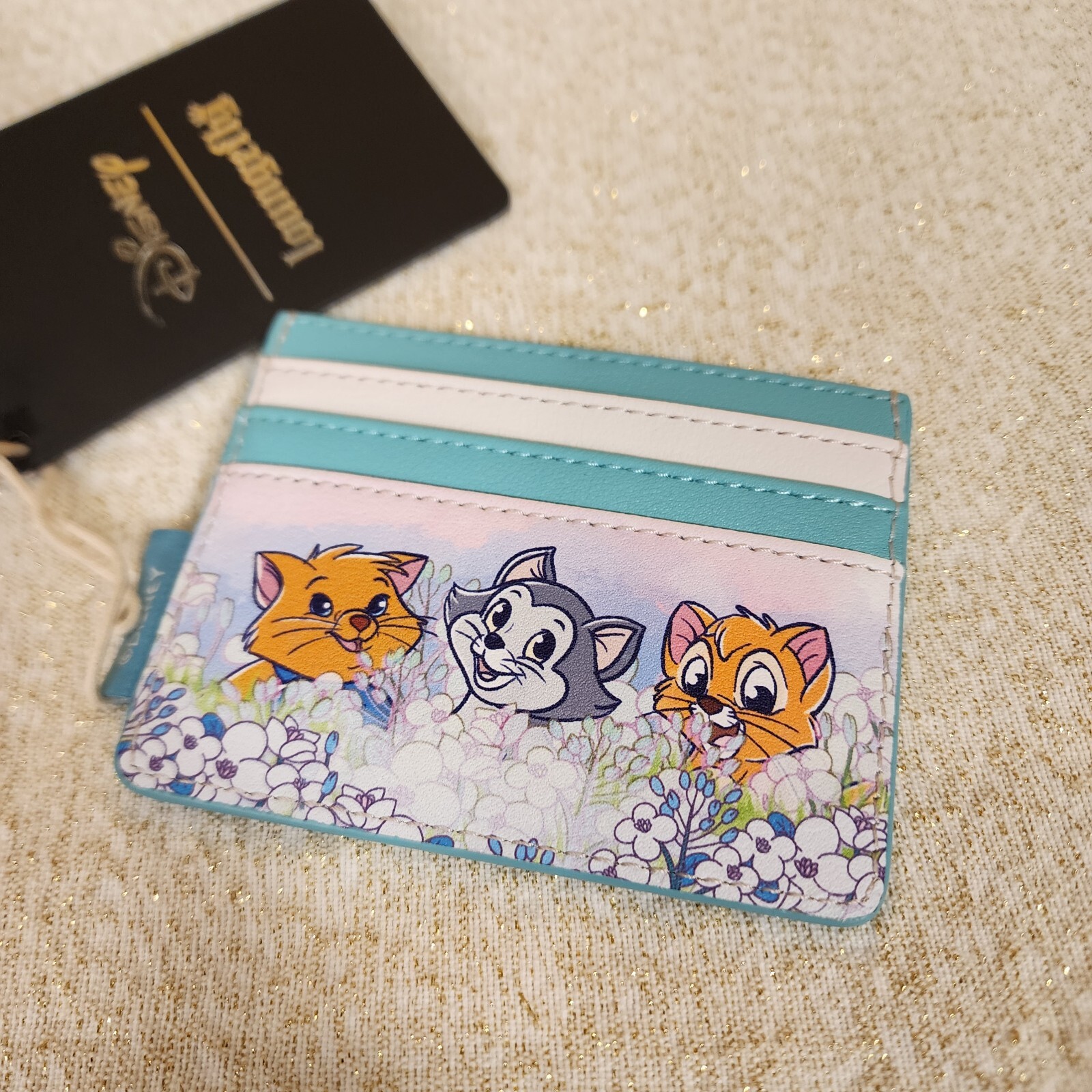 Loungefly Disney Cats Flower Field Cardholder Wallet Marie Dinah Figaro Oliver