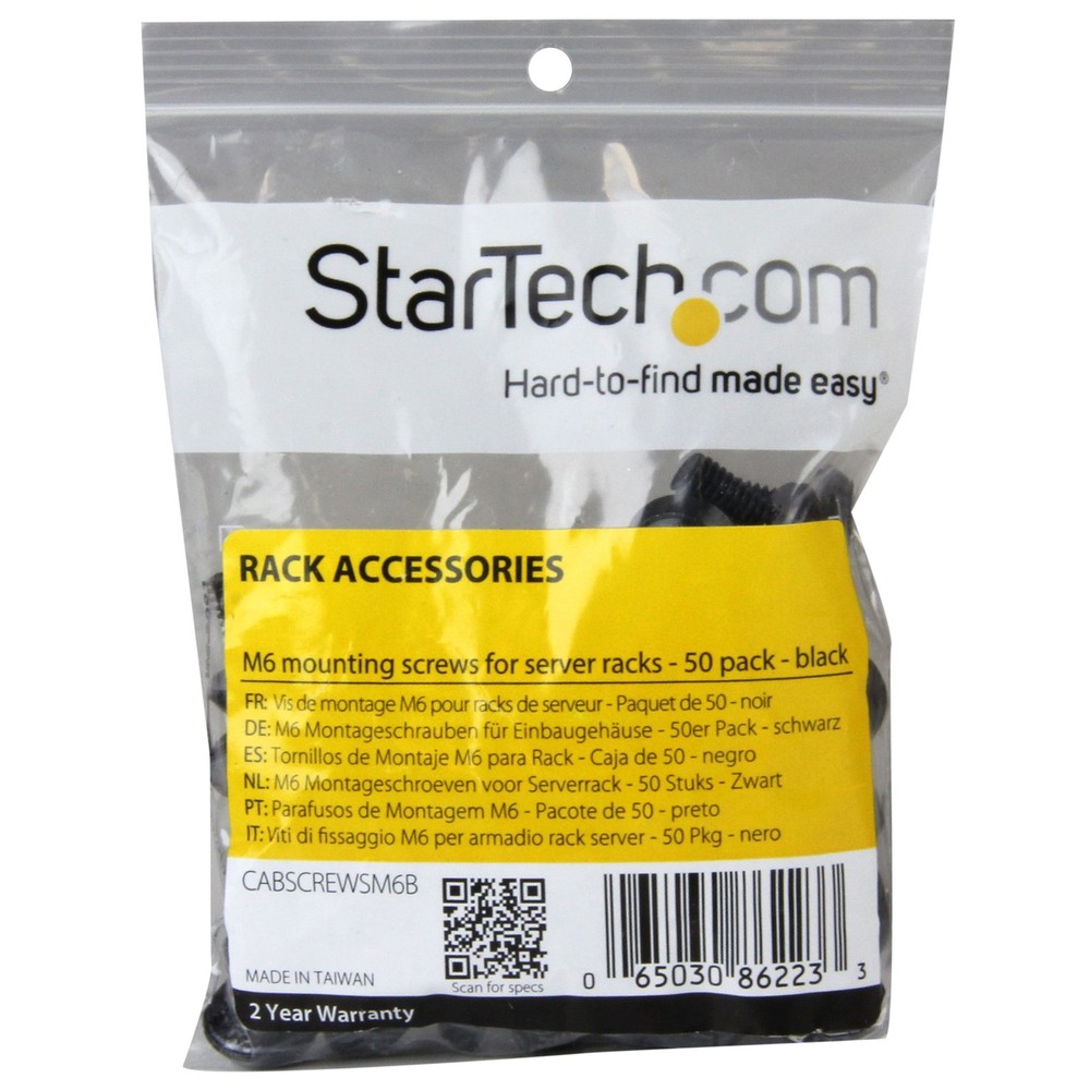 StarTech M6 x 12mm - Screws - 50 Pack, Black