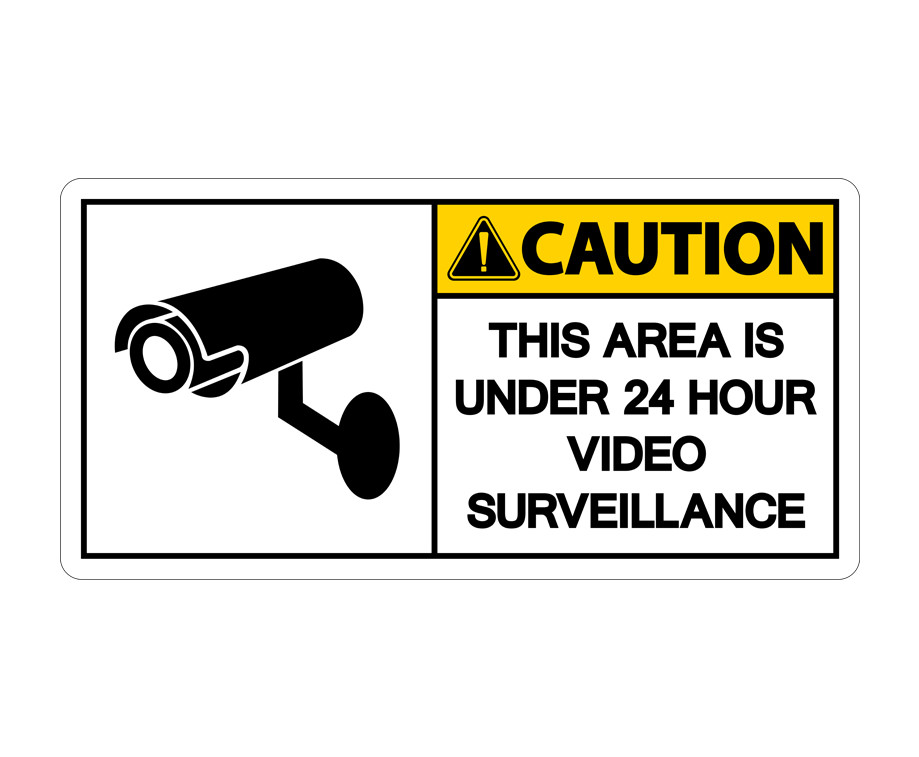 Caution Video Surveillance Sign Vinyl Decal | 24 Hour Security Warning Sticker