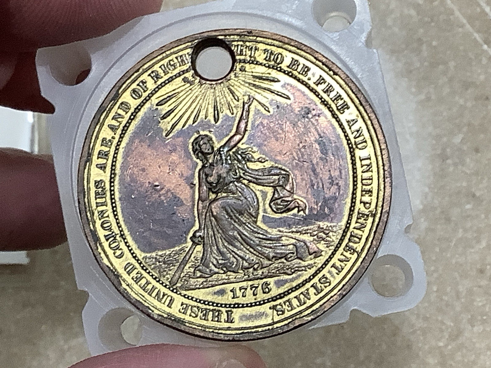 1876 US Centennial Expo Official Medal Hk-22 Gilt So Called Dollar