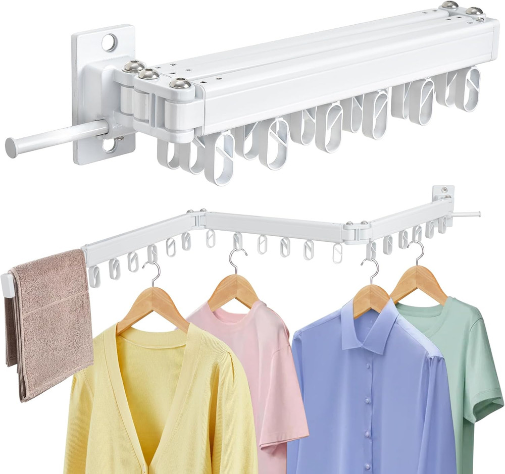 Clothes Drying Rack Wall Mounted Foldable, Retractable & Collapsible(Tri-Fold) S