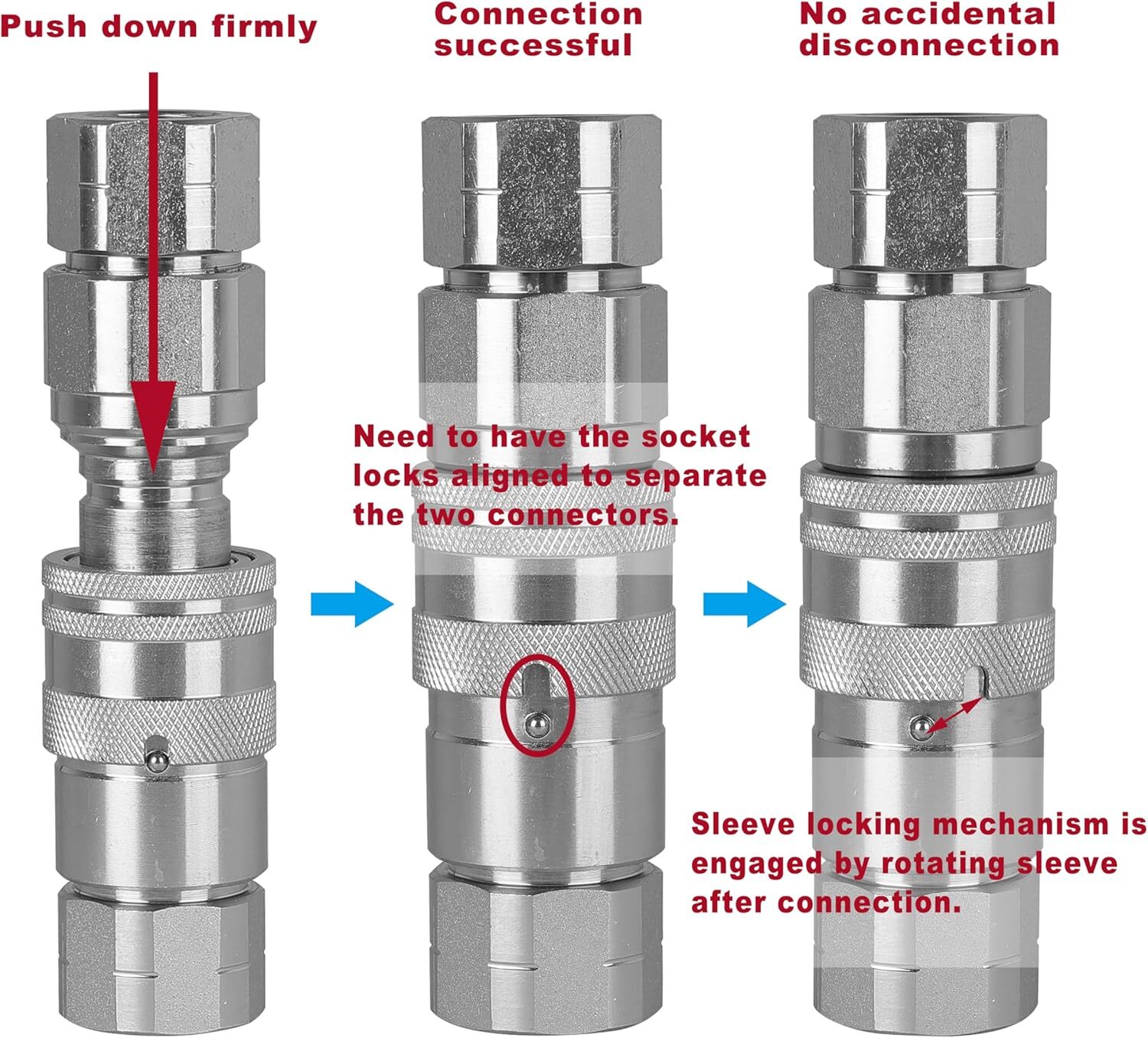 1/2 NPT Flat Face Hydraulic Quick Connect Coupler Coupling Set Skid Steer Bobcat