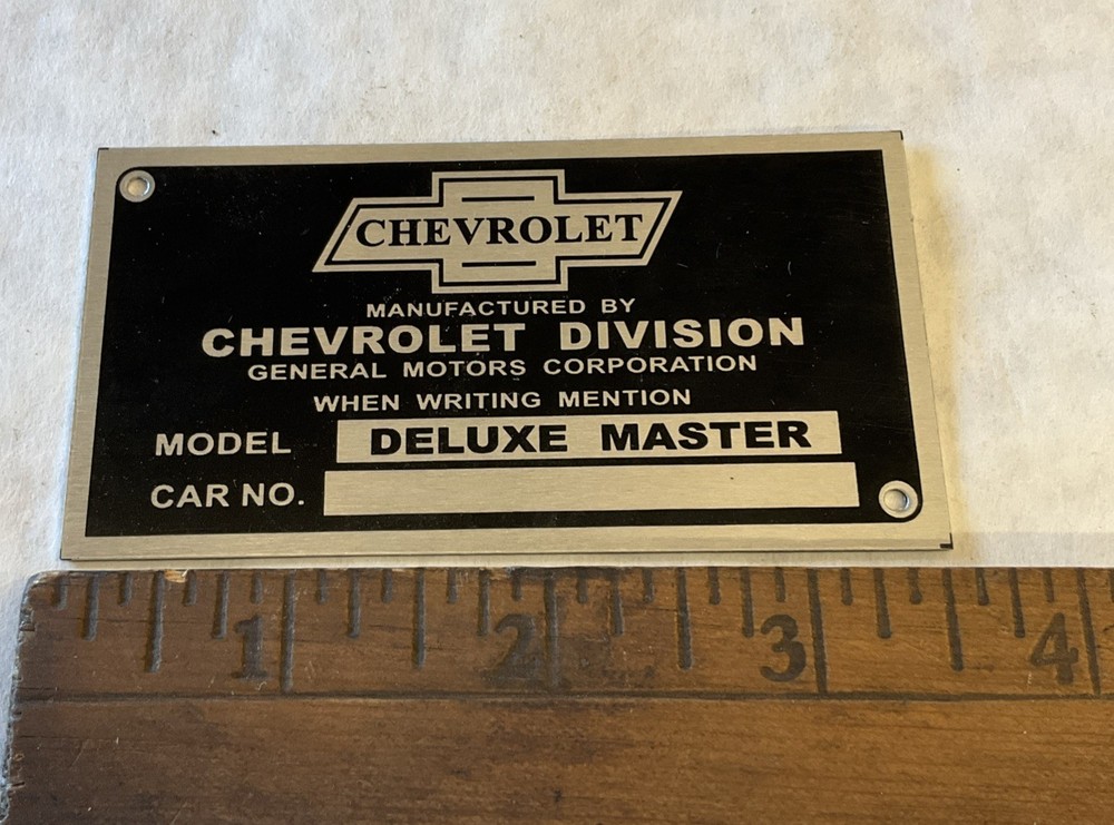 1935-1940 Chevy Deluxe Master ID Plate B6