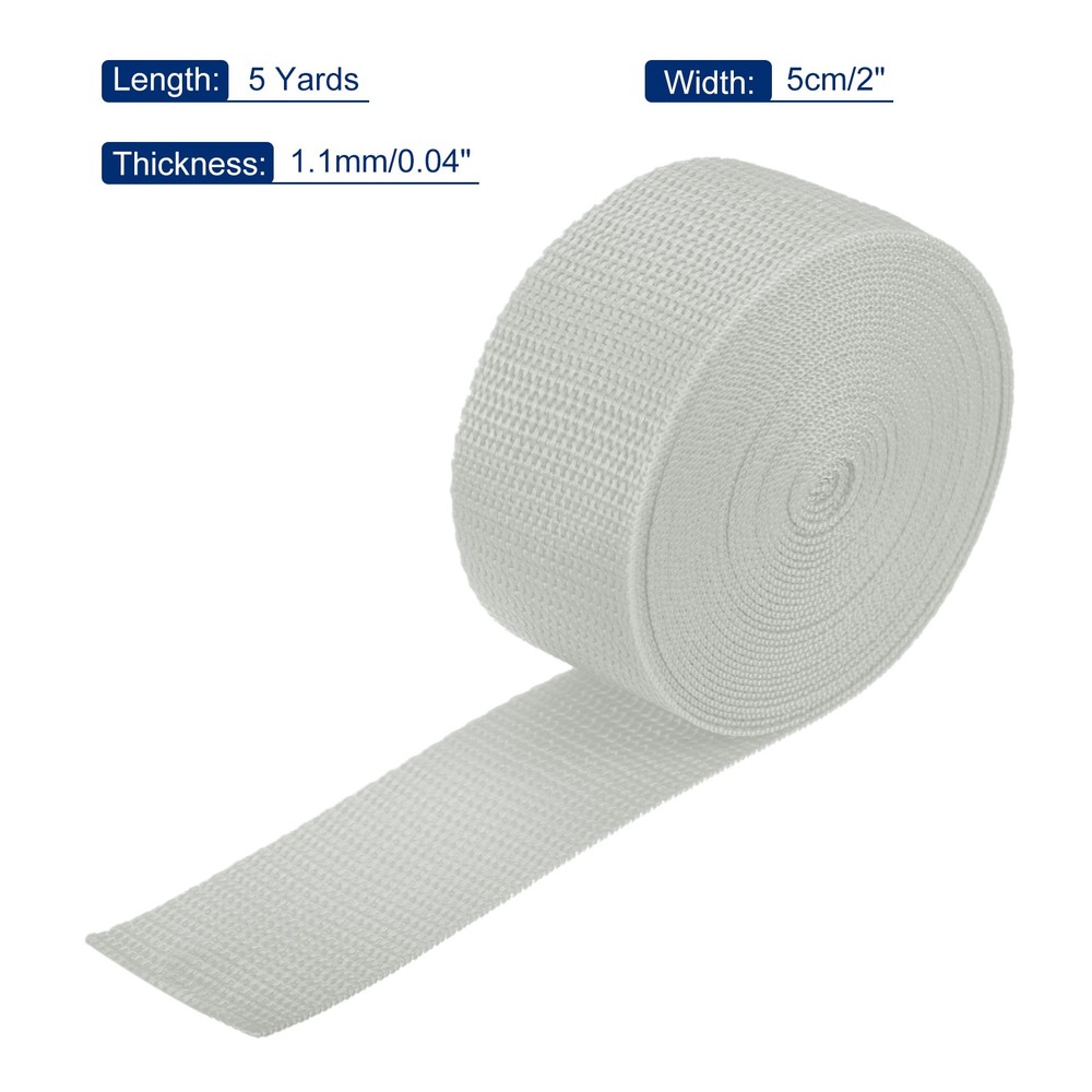 Lightweight Polypropylene Webbing Strap 5cm 5 Yard Pale Grey