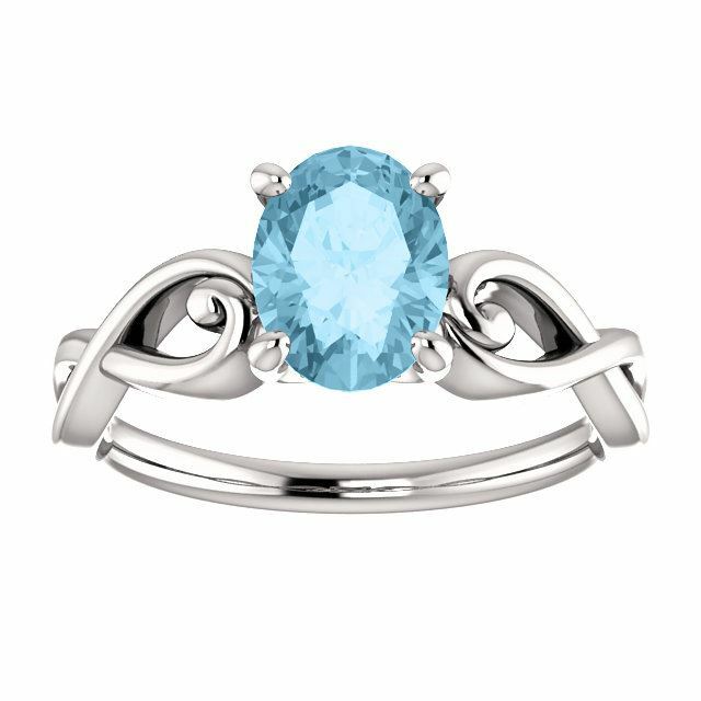 Sterling Silver Oval Cut Solitaire Ring Setting - Ribbon Style Ring Mounting