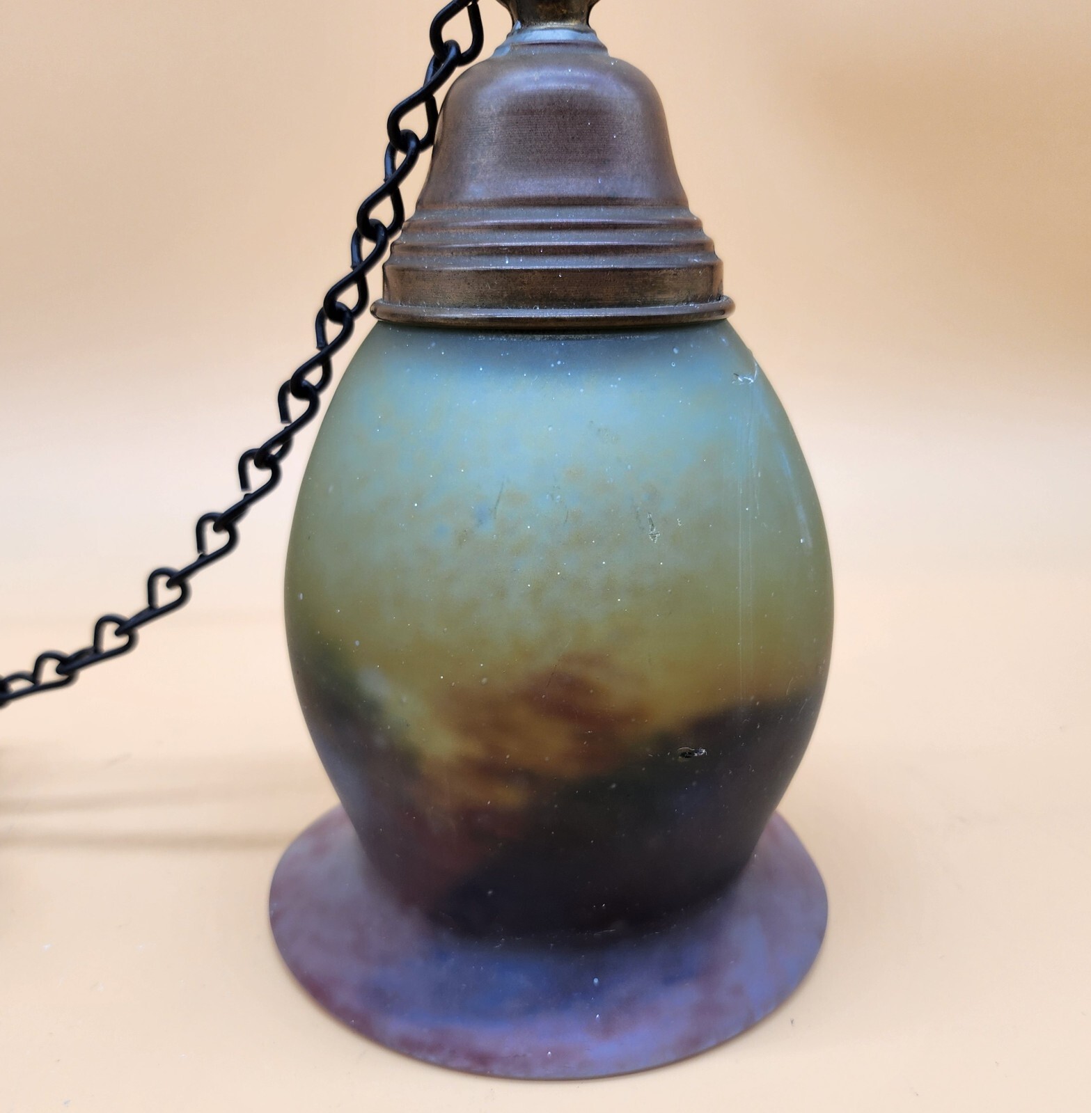 Vintage Art Glass Hanging Ceiling Pendant Light Fixture