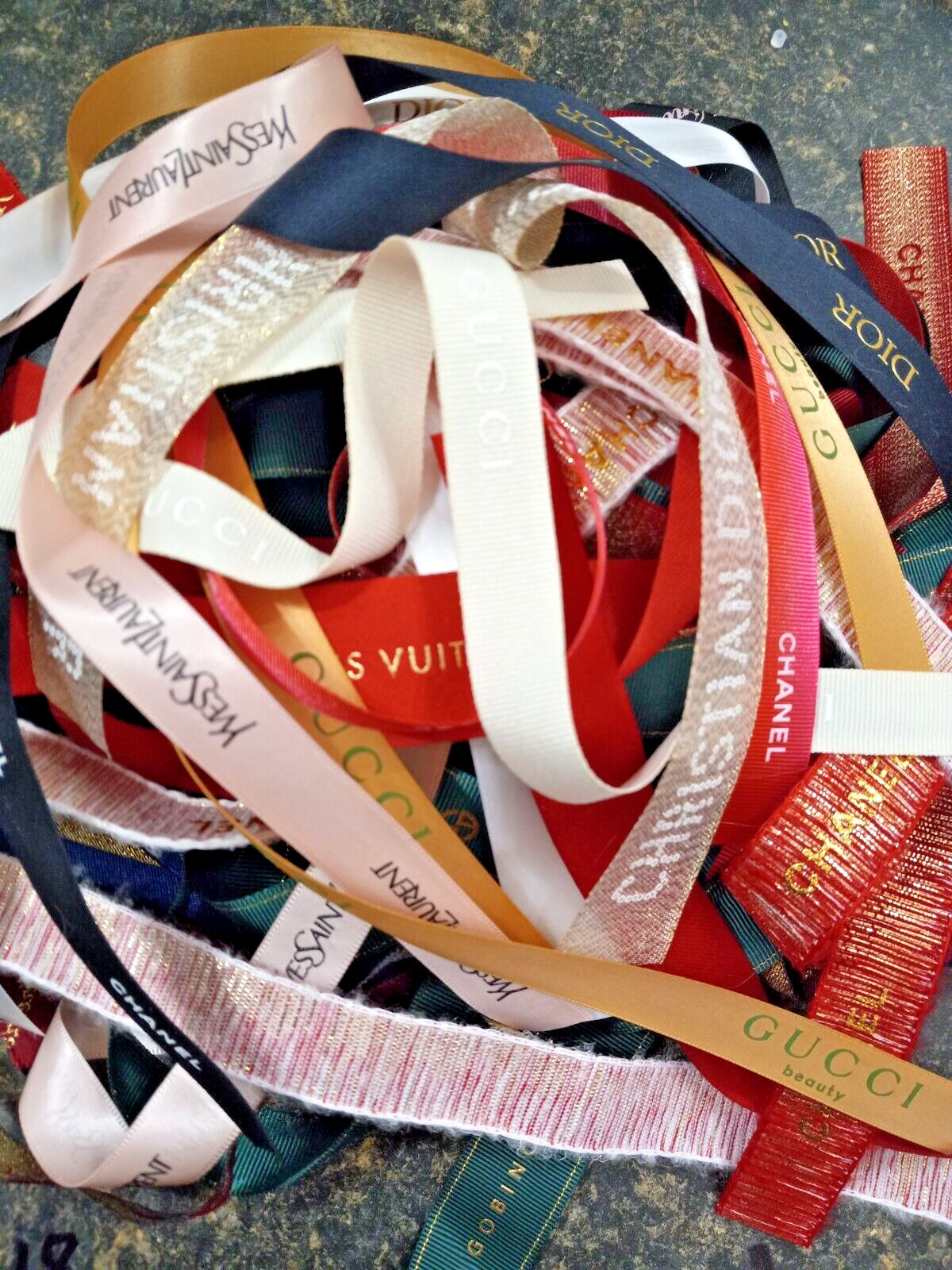5 YARDS Designer Ribbon "SCRAPS" , DIOR, CHANEL, YSL, GUCCi, PRADA, HERMES, LV