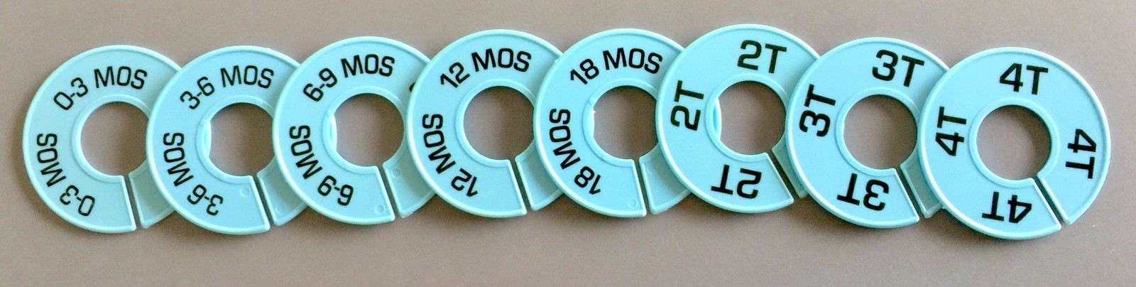 Colored Closet Rack Size Divider Organizer Set (8 PC Set) Infant Baby Toddler