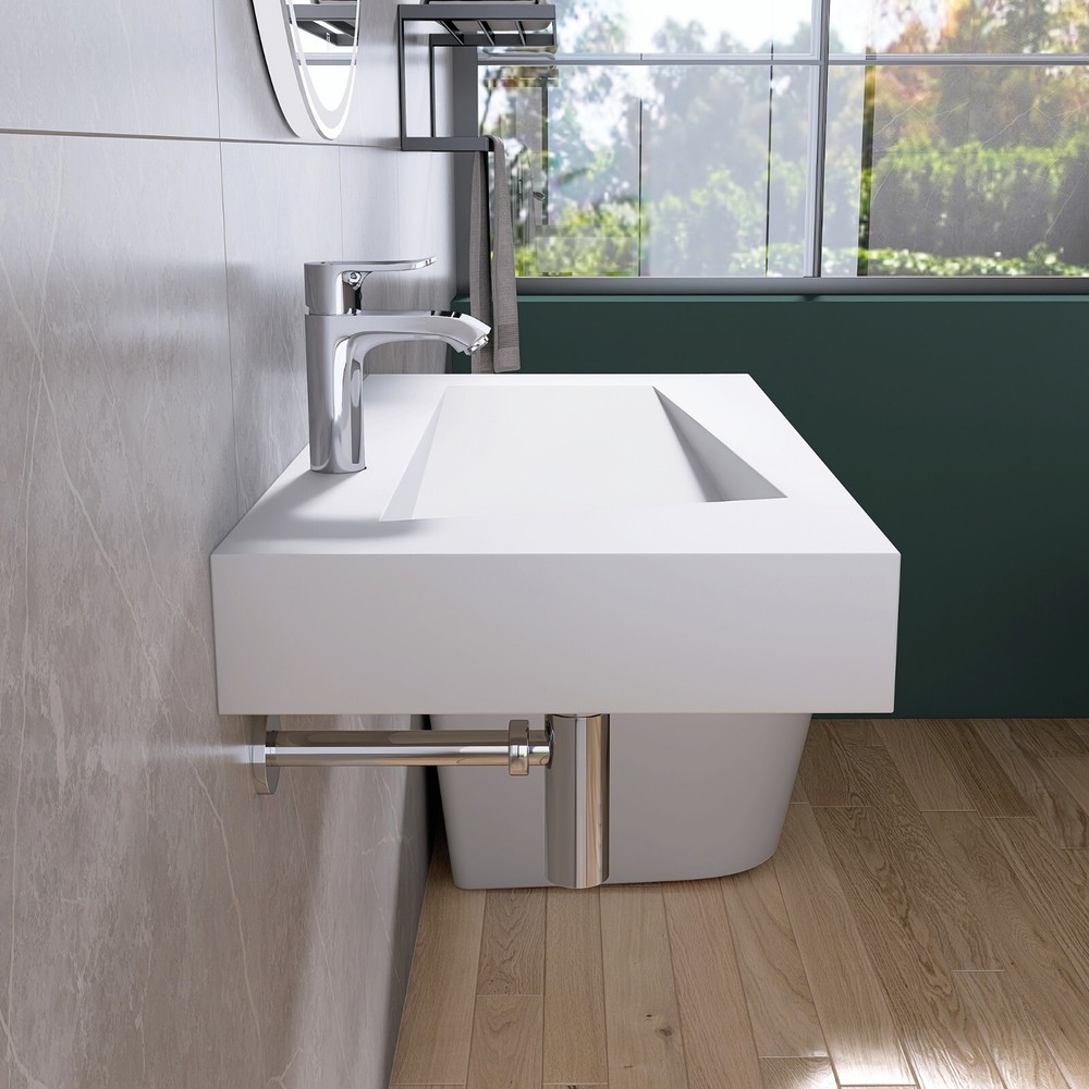 35'' Wall Mounted Bathroom Sink Solid Surface Bathroom Vessel Sink