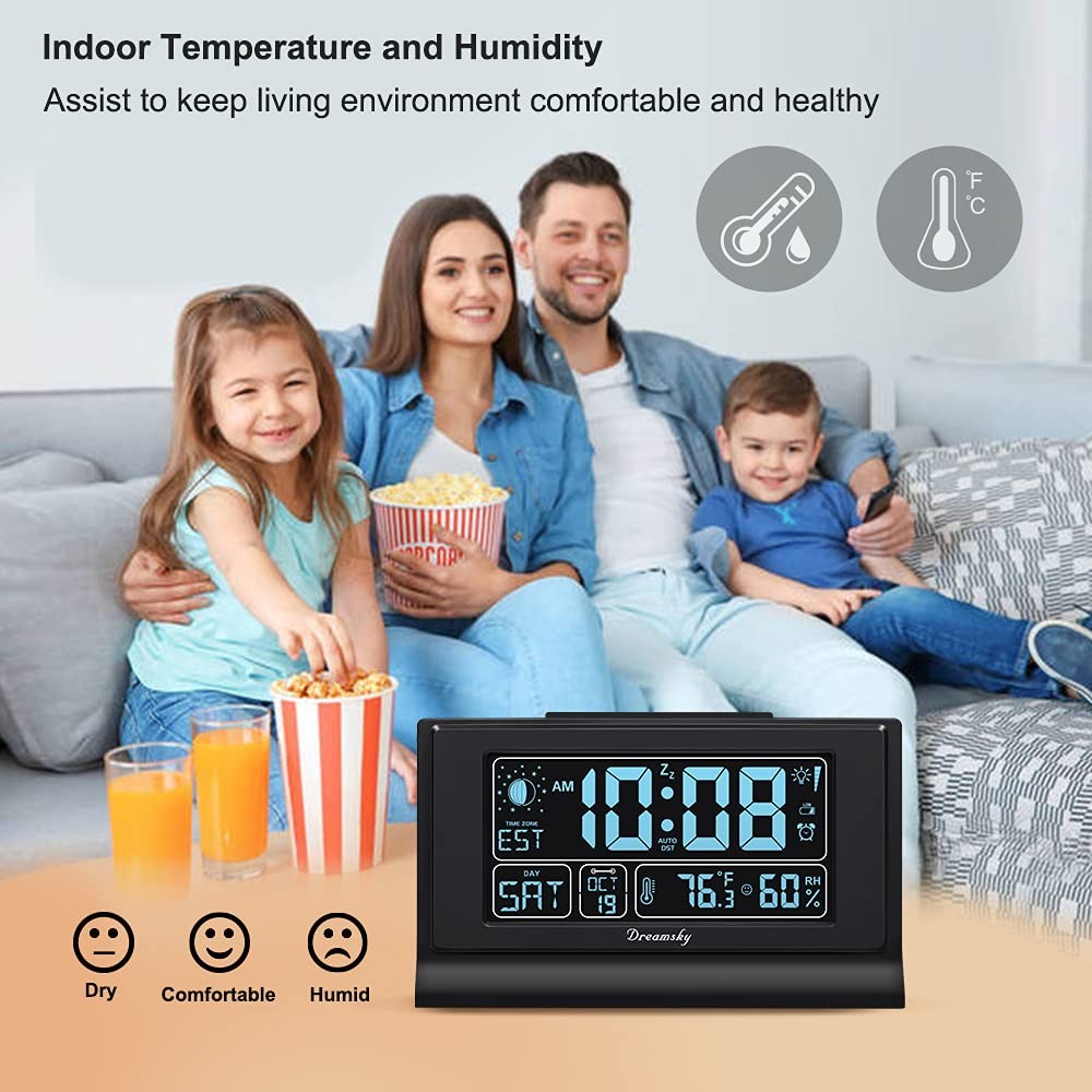 Smart Alarm Clock with Humidity, Temperature Display Moon Phase Function