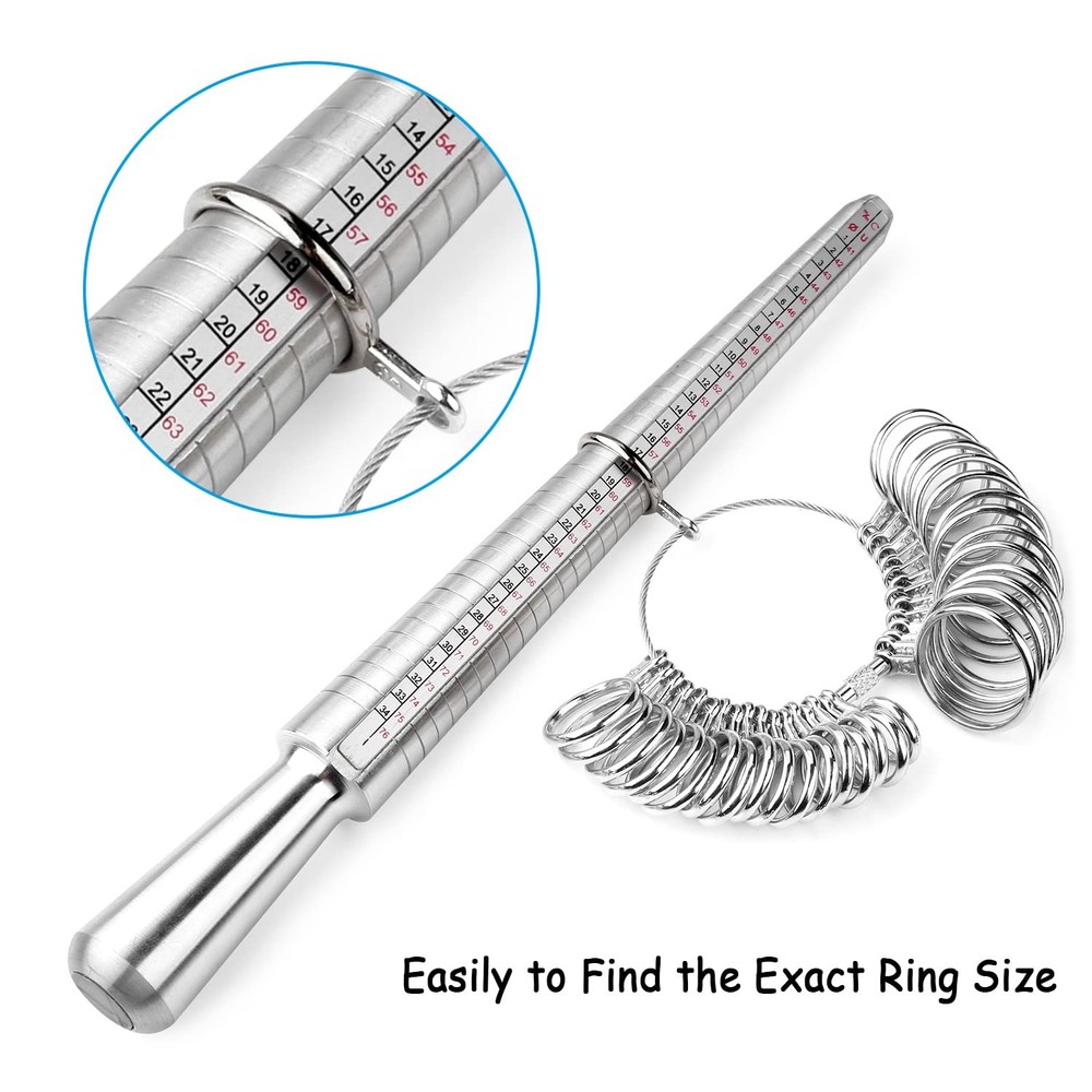 Accmor Ring Sizer US Size + HK + m/m ∮Size + CU Mandrel, Silver