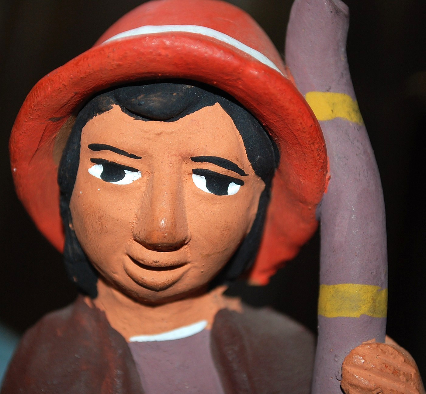 Set 3 Handmade PERU FOLK ART TerraCotta Pottery Figurines TRADITIONAL MEN Unique