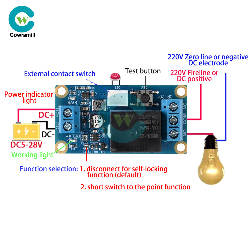 DC 5-28V 1 Way Bistable One Key Start Stop Self Locking Trigger Relay Module