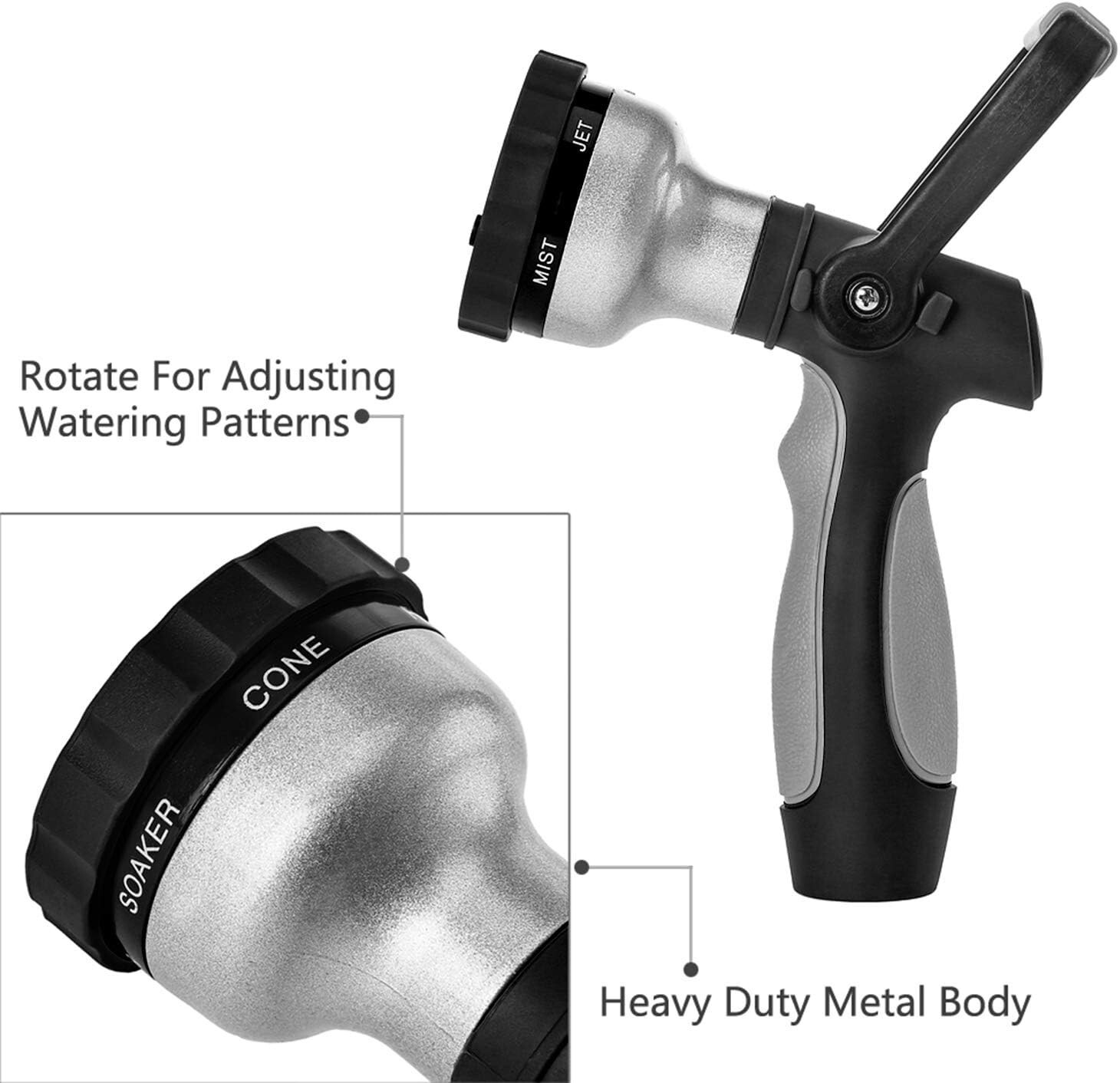 Garden Hose Heavy Duty Water Nozzle High Pressure with Ergonomic Handle
