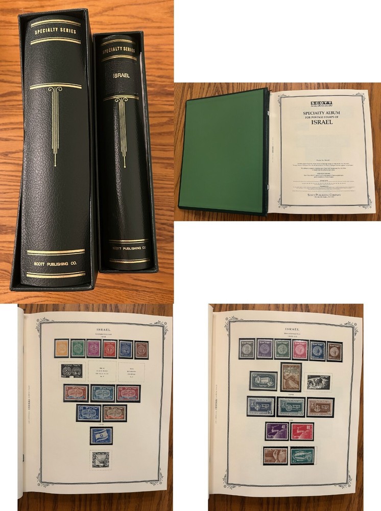 Two (2) Scott Israel Stamp Albums 1948-1998 - 800+ Stamps Included