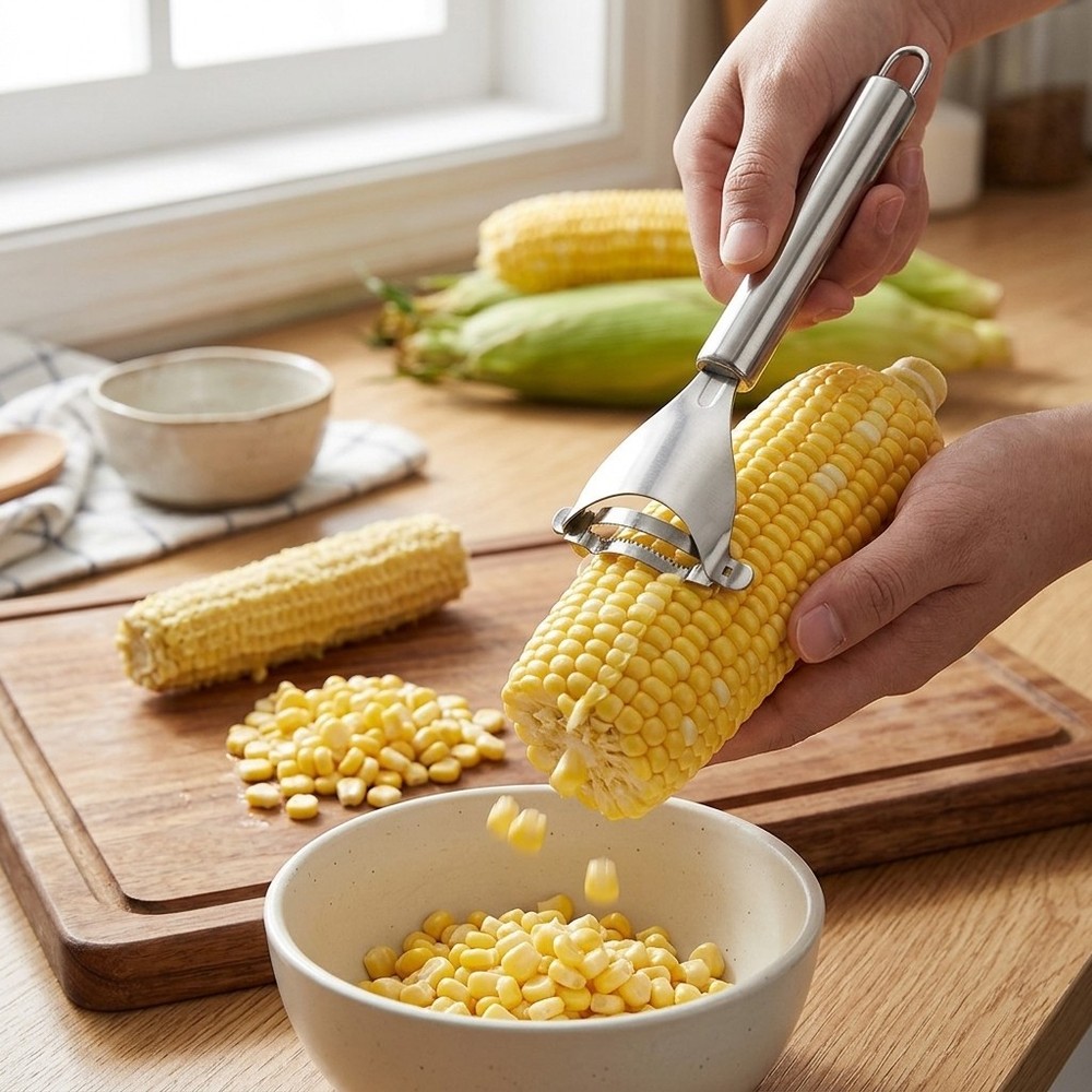Manual Corn Kernel Remover Stainless Steel Corn Stripper for Home Kitchen