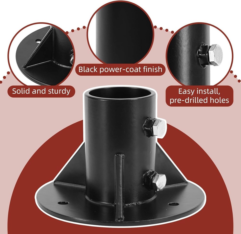 2PCS 3" Round Posts Base Bracket 6.5" BASE Flange Post Holder Heavy
