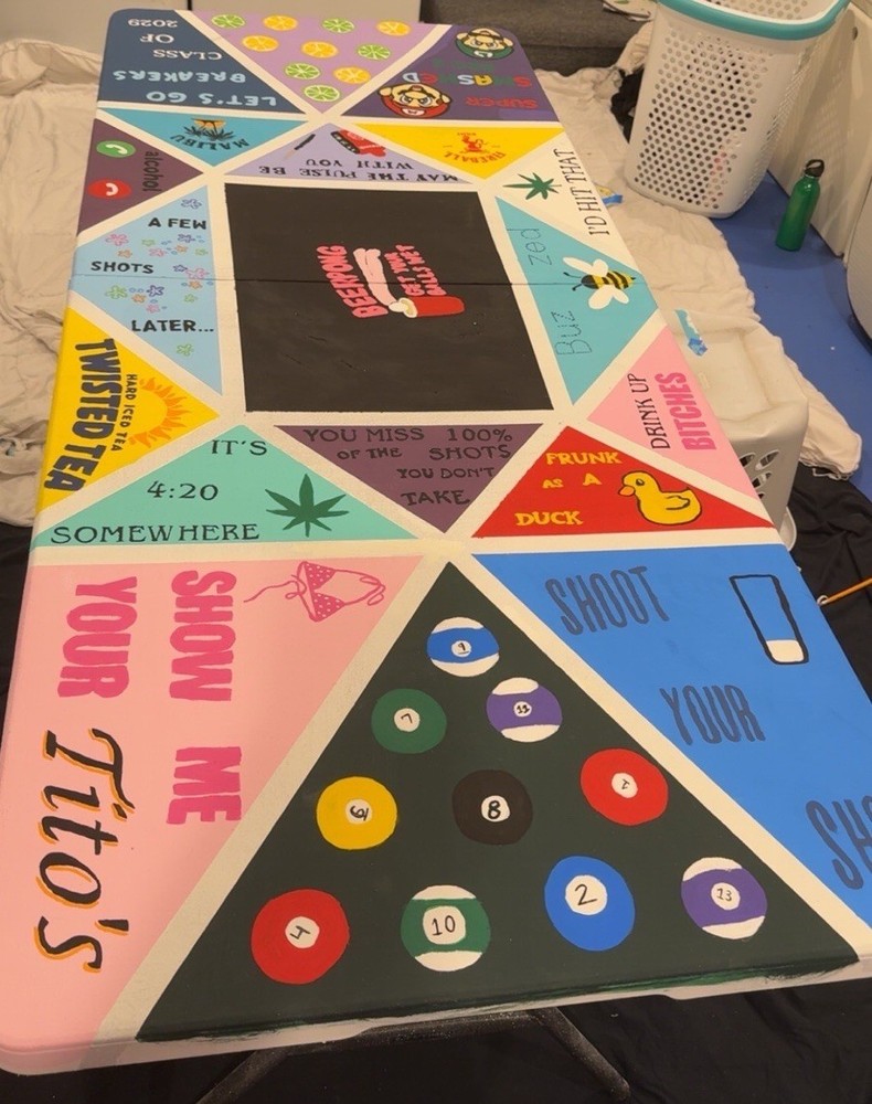 Custom Hand-Painted Beer Pong Table