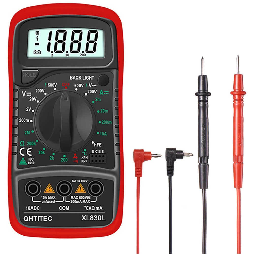 LCD Digital Multimeter Voltmeter Ammeter Ohmmeter Volt AC DC Tester Leads Meter