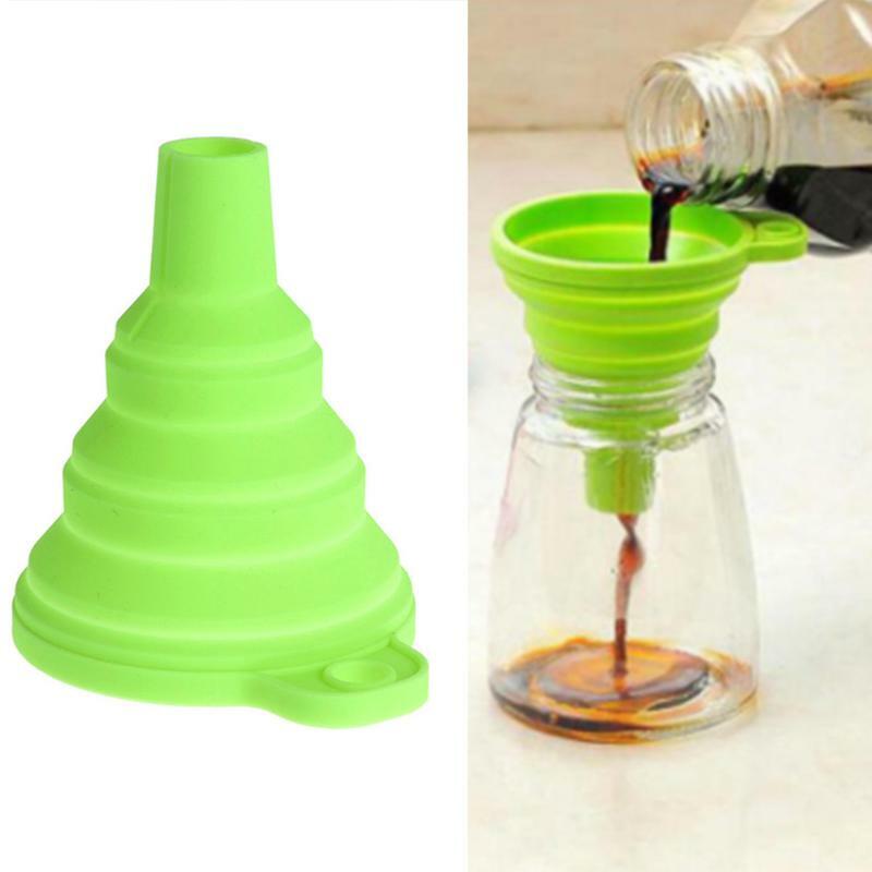 1pcs Mini Foldable Funnel Silicone Collapsible Funnel Folding Kitchen Funnels