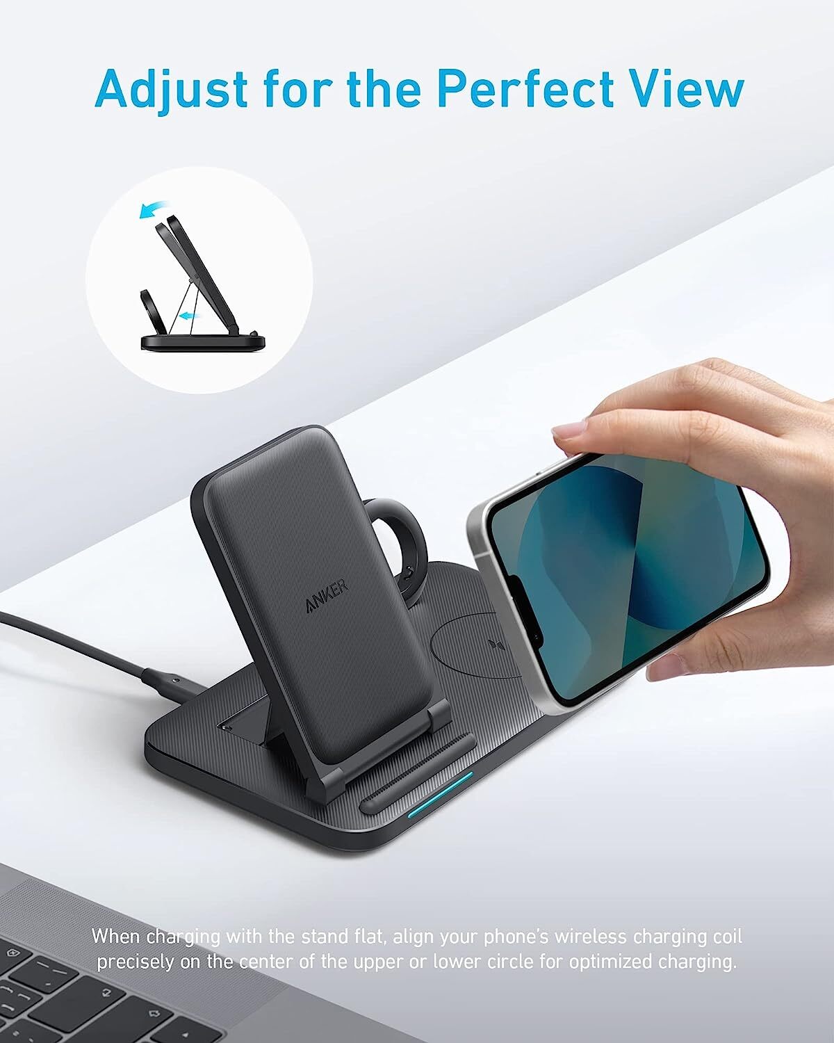 Anker 3-in-1 Wireless Charger Foldable QI Charging Station for iPhone 14-Refurb
