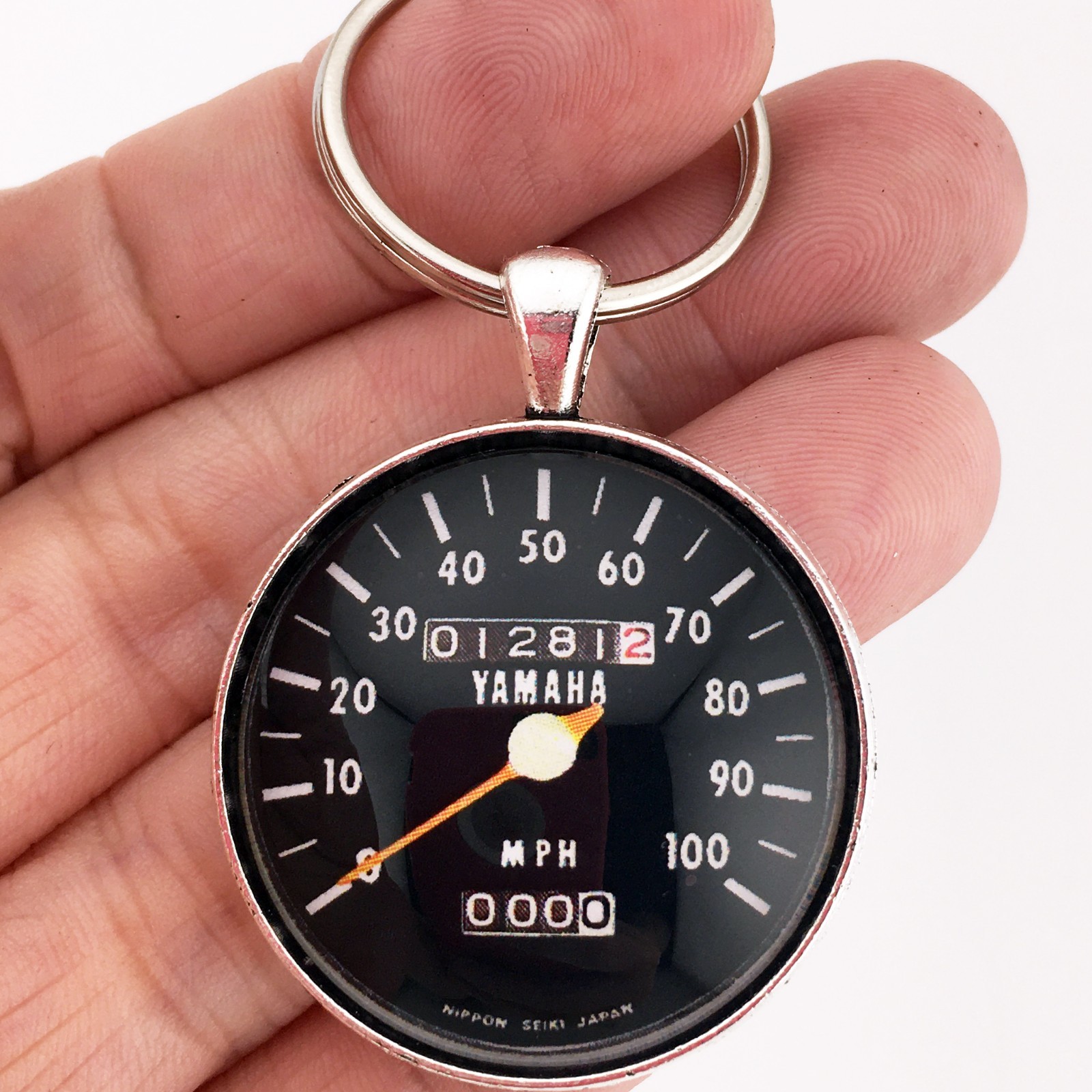 1974, 1975, 1976 Yamaha DT 250 100 MPH Speedometer 1.2" Diameter Keychain