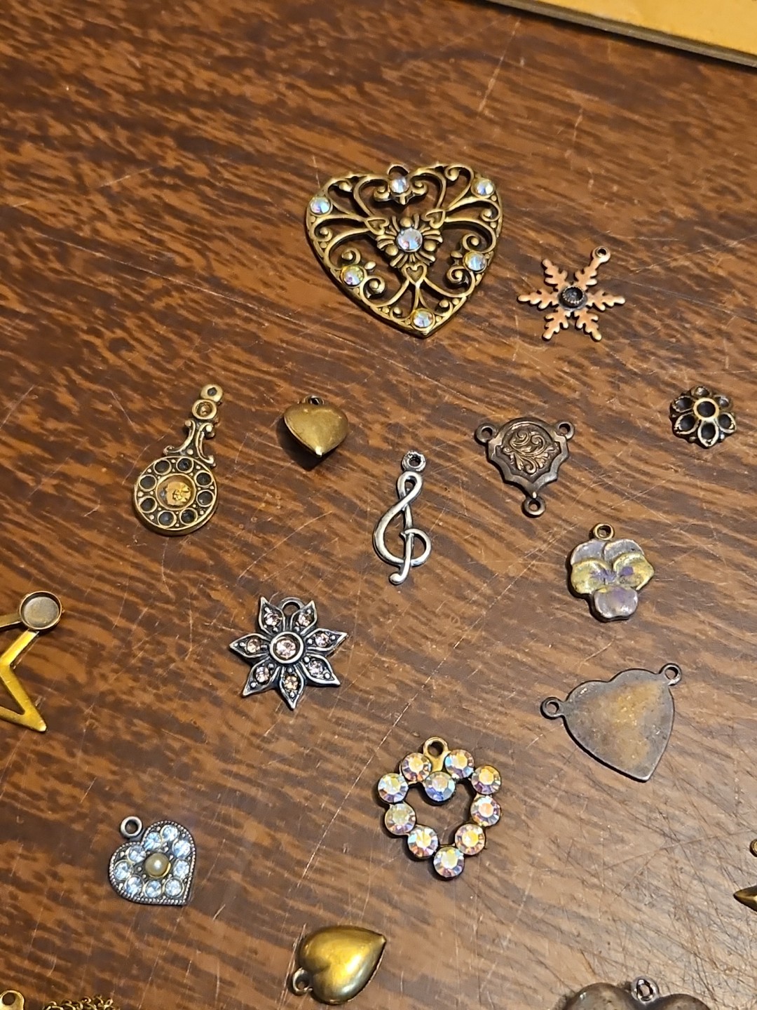 Lot Of 50 Mixed Parts Pcs France Vintage 60s Brass Stampings Findings Jewelry 24