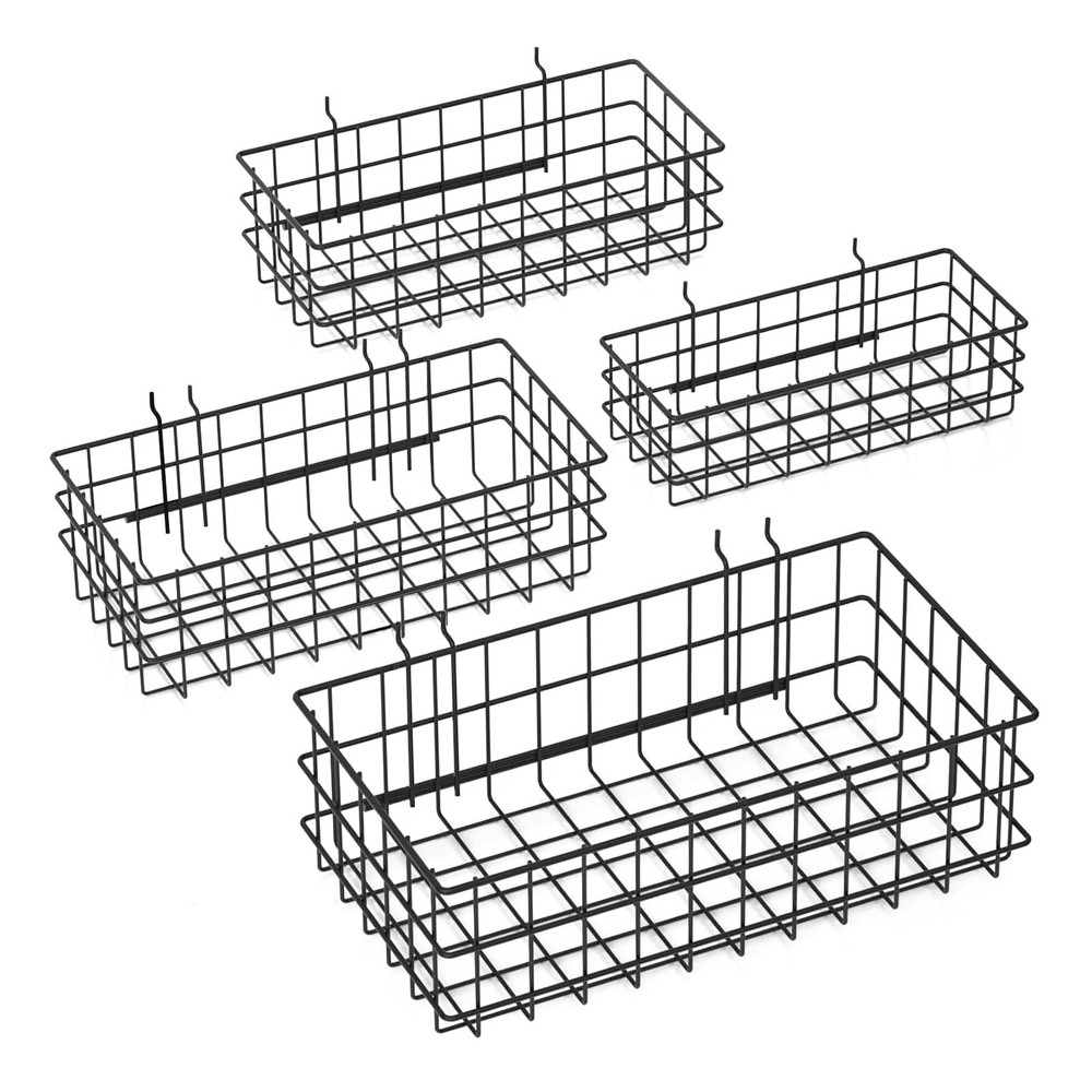 NOEAIKE 4 Pack Pegboard Baskets Hooks Set, Square Style 4 Size Peg Board Orga...