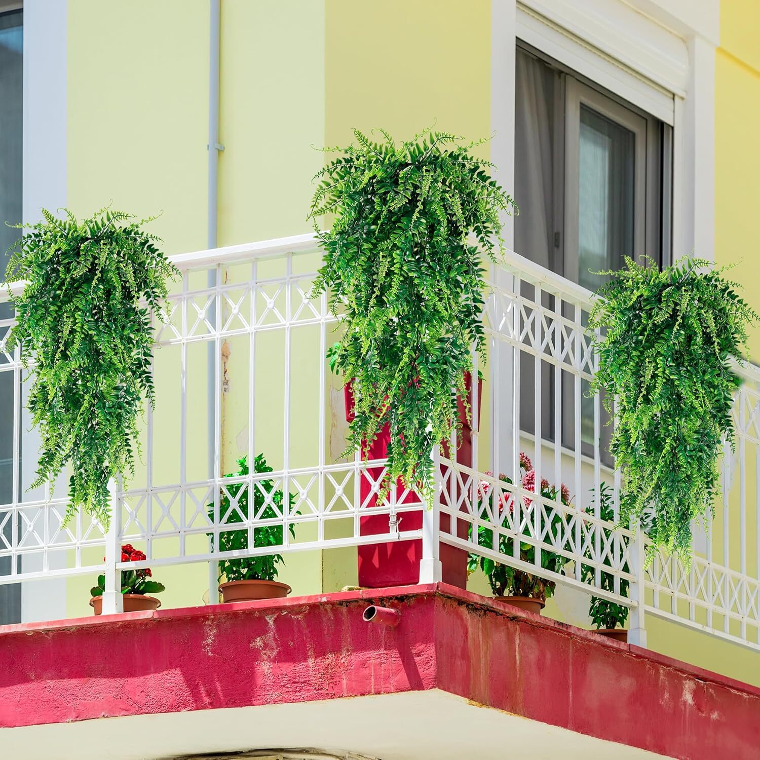 4Pcs Artificial Boston Fern Plant Fake Hanging Trailing Foliage Vine Home Decor