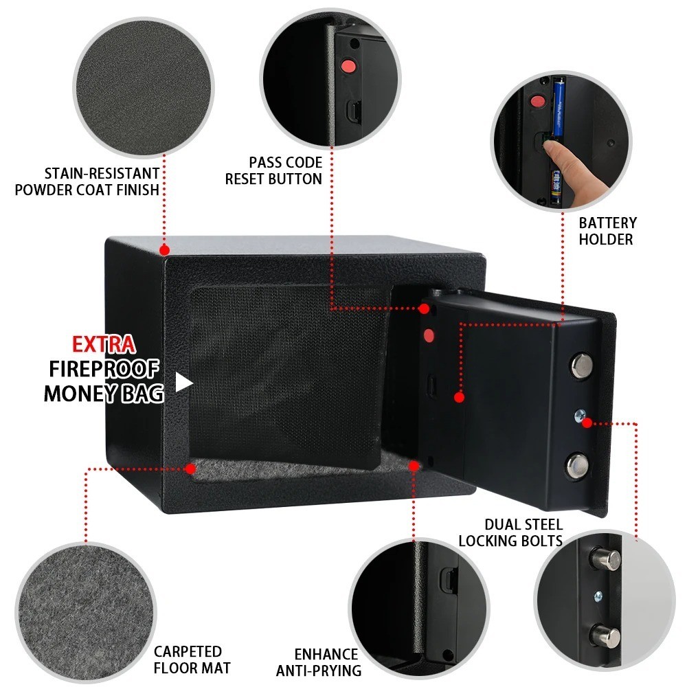 Fireproof Home Safe with Keypad Light & Adjustable Shelf