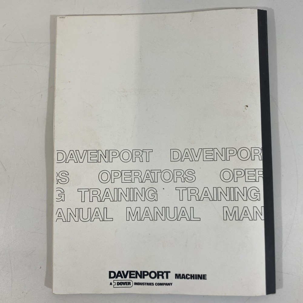 Vtg Davenport 5 Spindle Automatic Screw Machine Operators Training Manual