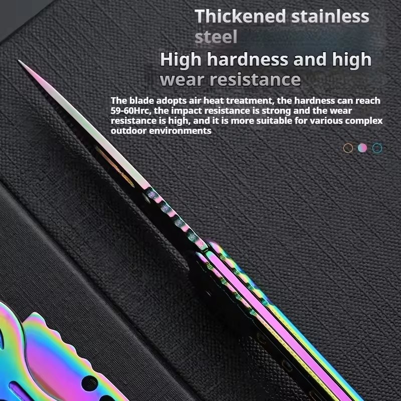 Multicolor Titanium Pocket Knife – Compact Folding Tool with Key Ring for EDC