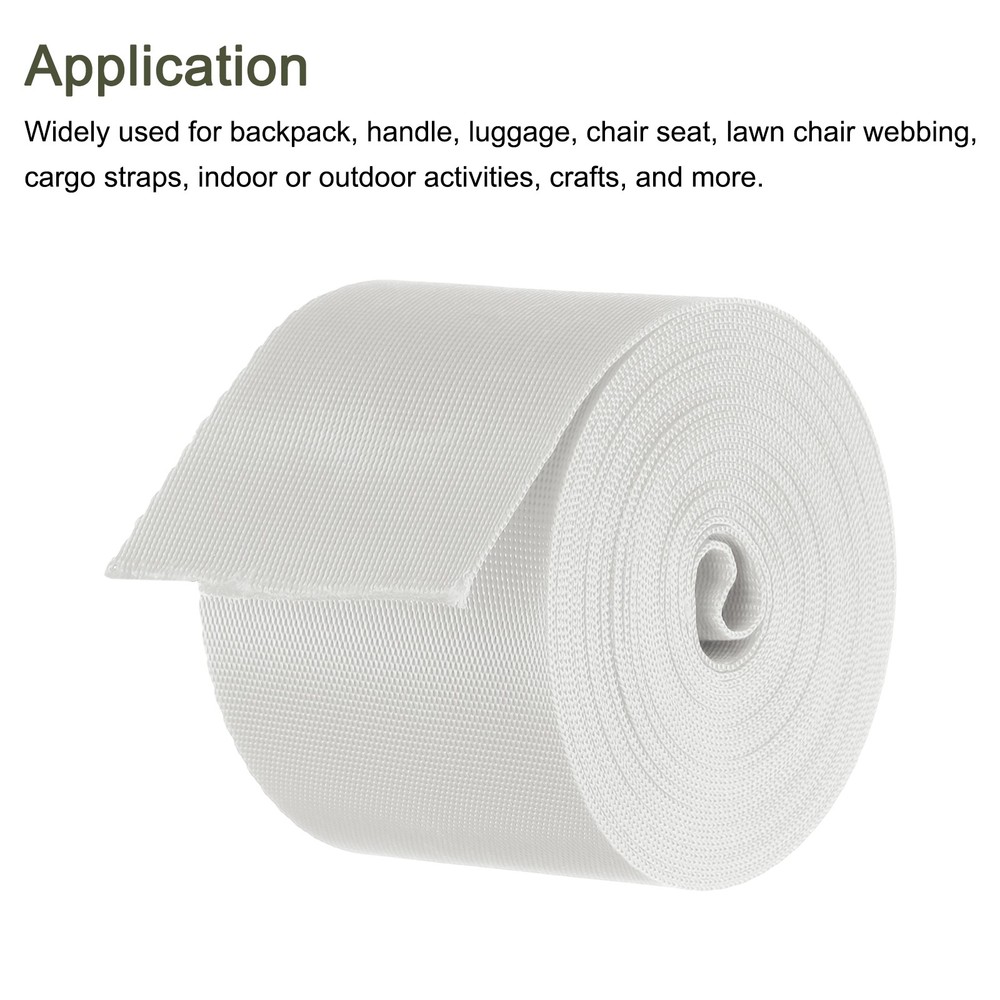 Flat Nylon Webbing Strap 2 Inch 5 Yards Bright Grey for Backpack