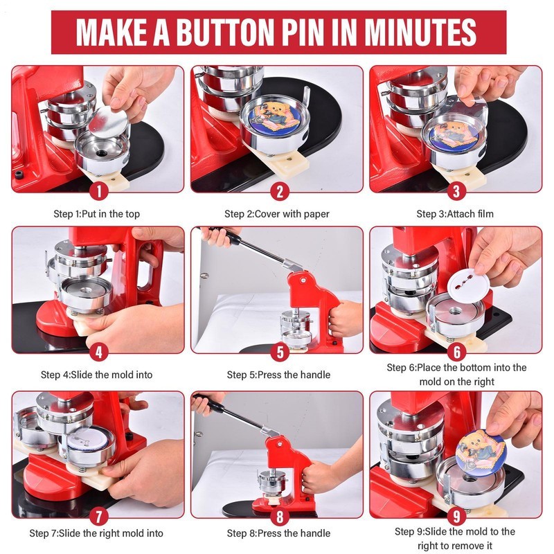 Button Maker Machine Pin Badge Maker 1.25/2.25/2.95 inch for DIY