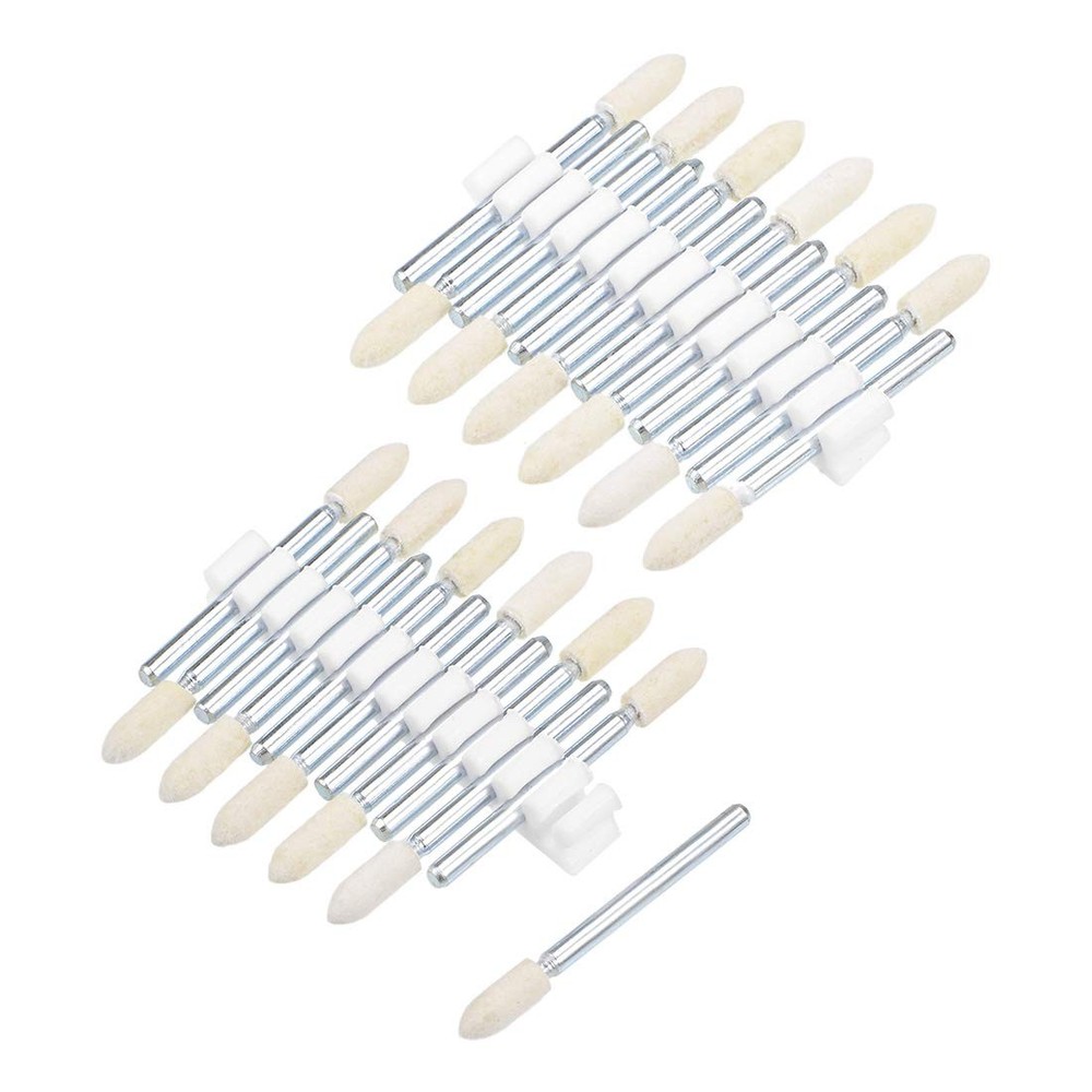 uxcell 4mm Wool Felt Mounted Points Tapered Polishing Bits Burrs Buffing Whee...