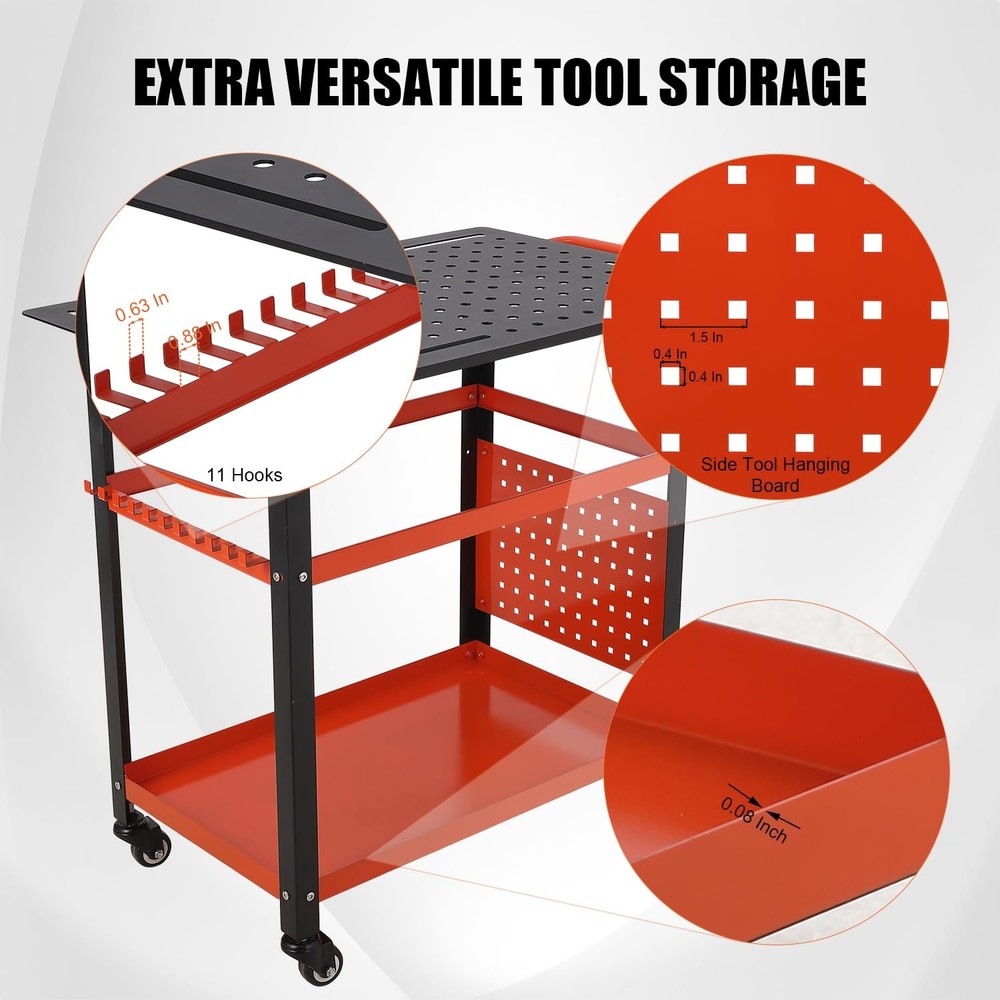 36"x24" Welding Table ,Heavy Duty Rolling Welding Workbench 600LBS Tool Storage