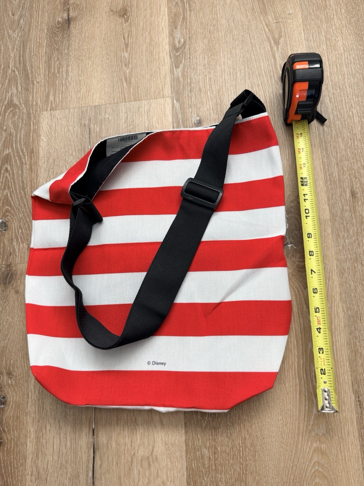 Mickey Mouse Red Wht Black Stripe Tote Shoulder Bag Adjustable Strap E Monogram