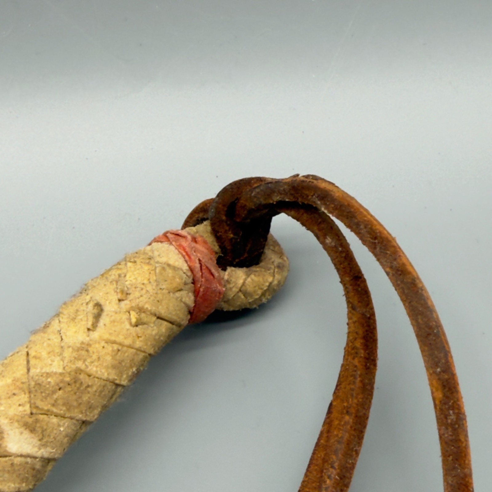 Vintage Western Leather Braided Horse Quirt Whip Cowboy Tack Rodeo Decor
