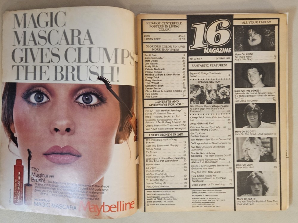 16 Magazine October 1980 KISS, STYX, BAIO, GARRETT, VAN HALEN, DUKES