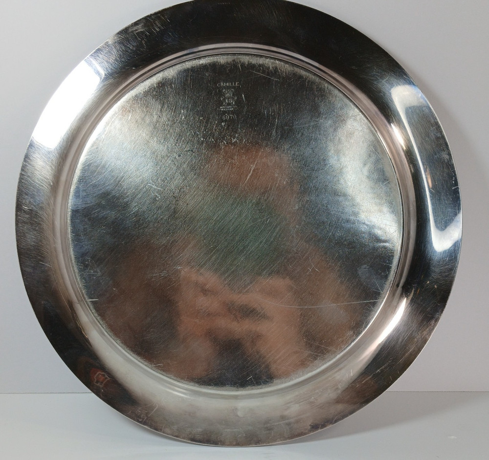 Camille International Silver Company #6070 11" Silverplate Round Tray Vintage