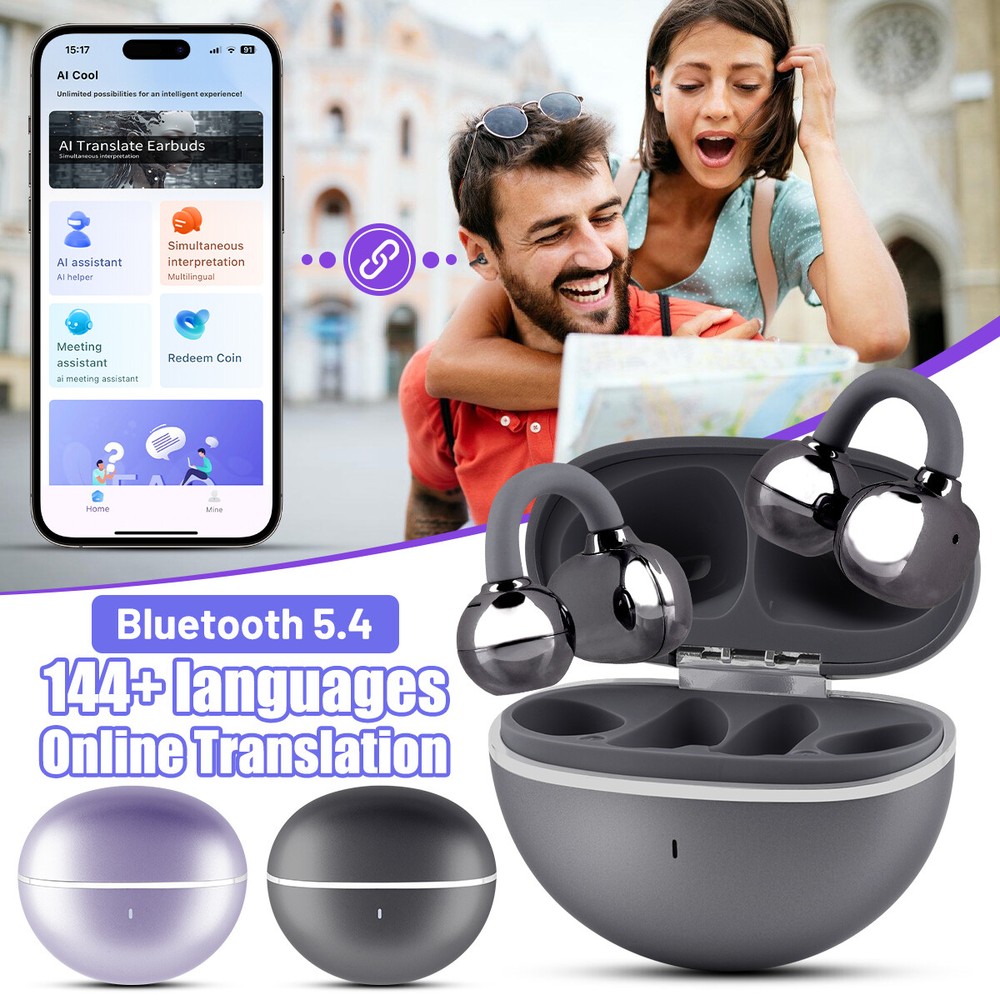 Wireless Bluetooth Earbuds Real Time Voice Translator Earbuds w/ AI Assistant