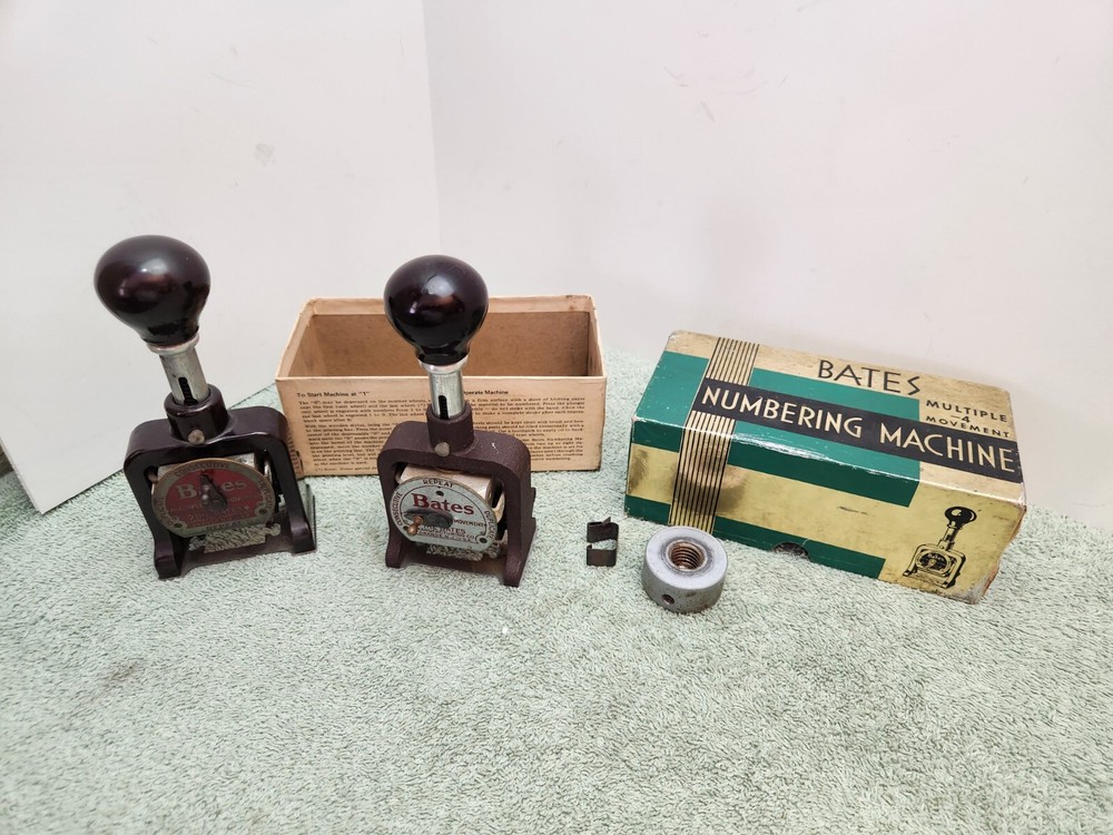 2 Bates Multiple 4 Movement Numbering Machine 6 Wheel & Box