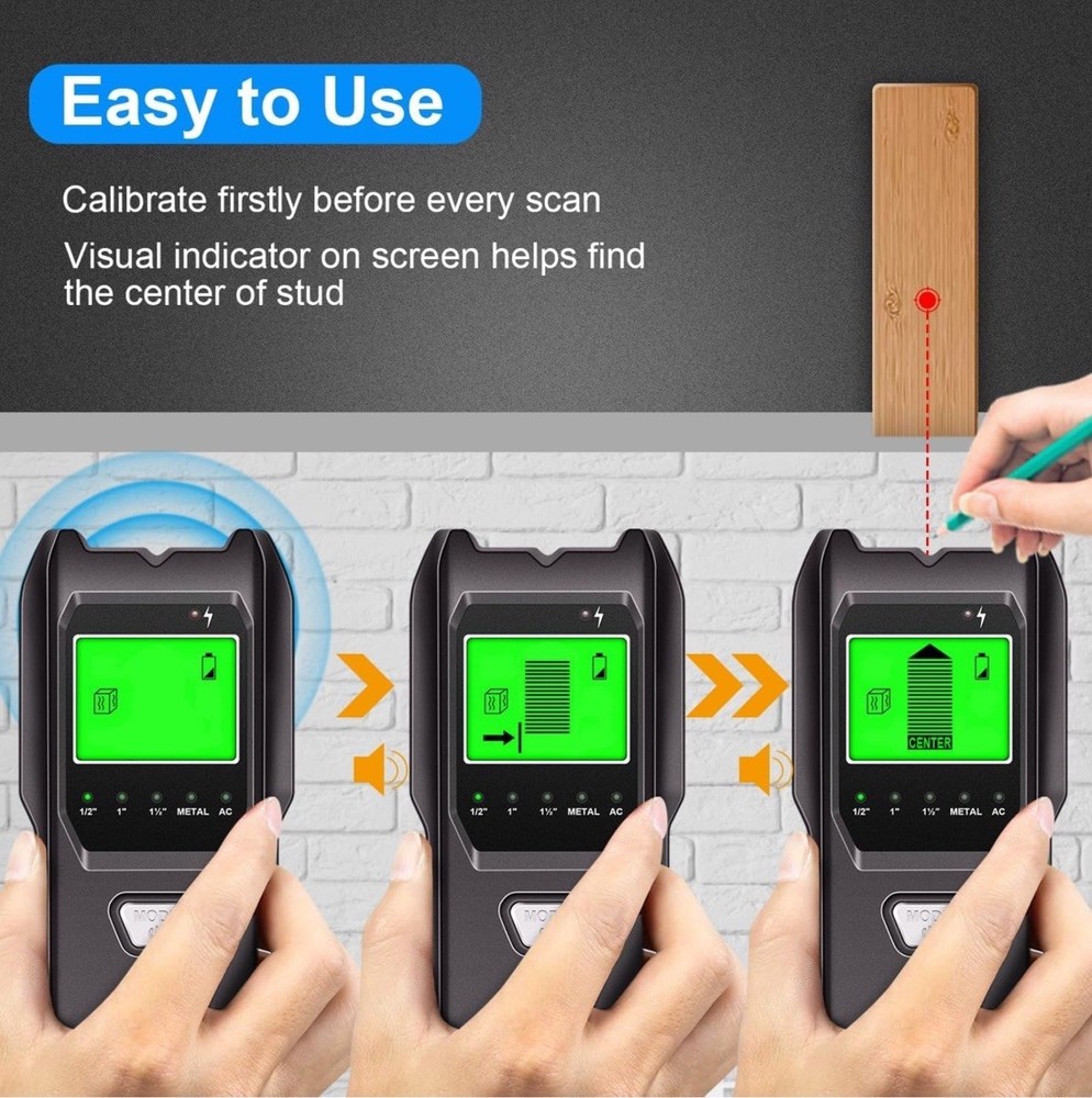 5-in-1 Wall Scanner Stud Finder Beam Detector with Smart Sensor Open Box