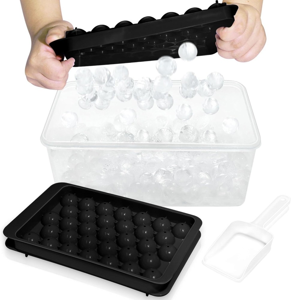 Versatile Ice Cube Tray with Lid - Create Beautifully Round Ice Balls Easily