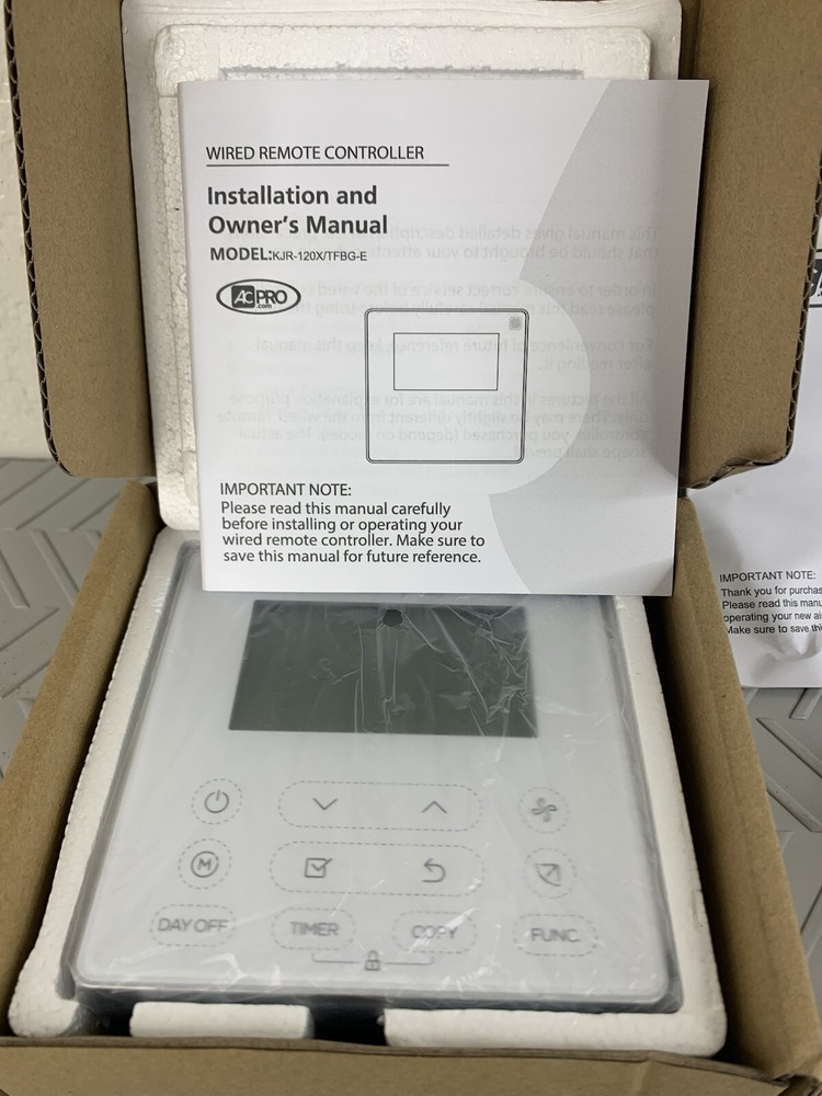 KJR-120X1/TFBG-E A/C Wired Control with additional Remote Control