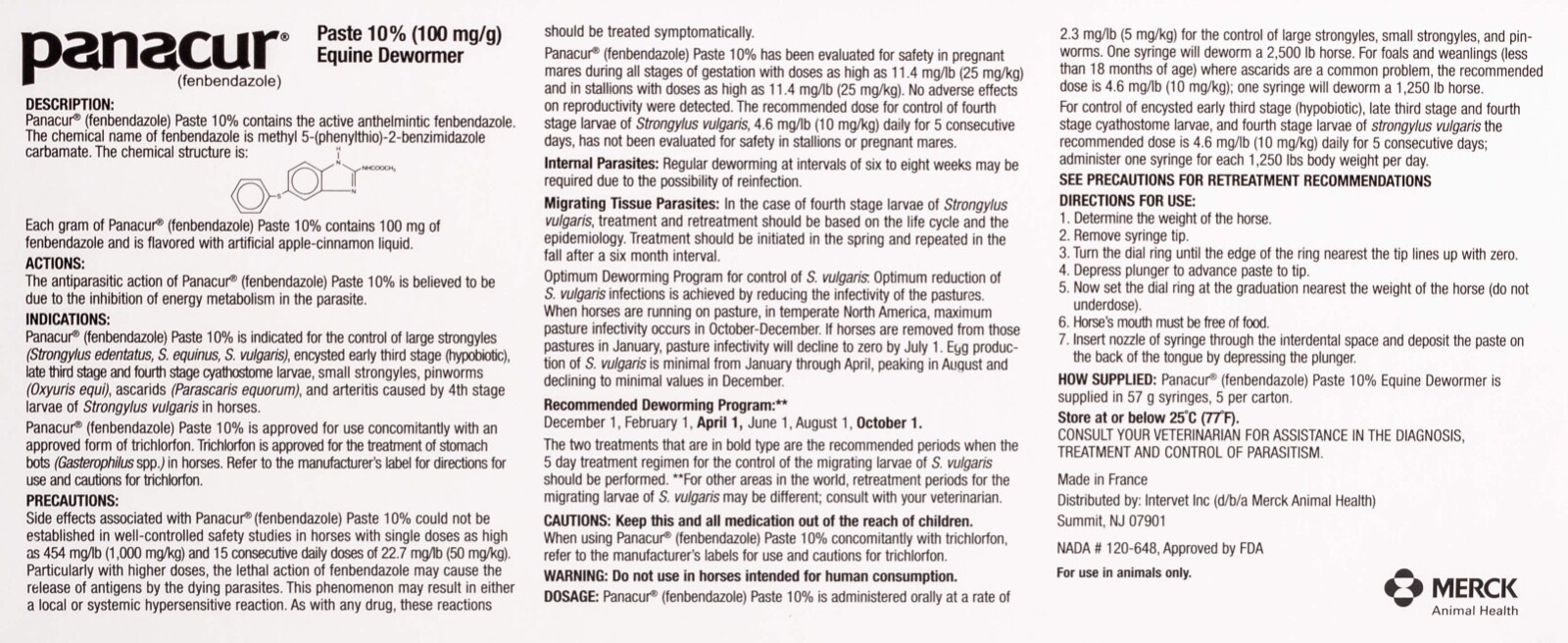 Panacur Power Pac Equine Dewormer