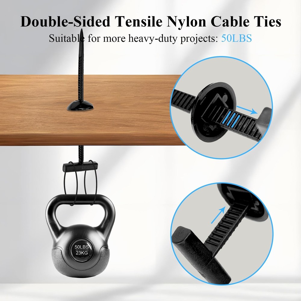 50PCS Upgraded Nylon Universal Cable Tie Buckle,Self-Locking Black