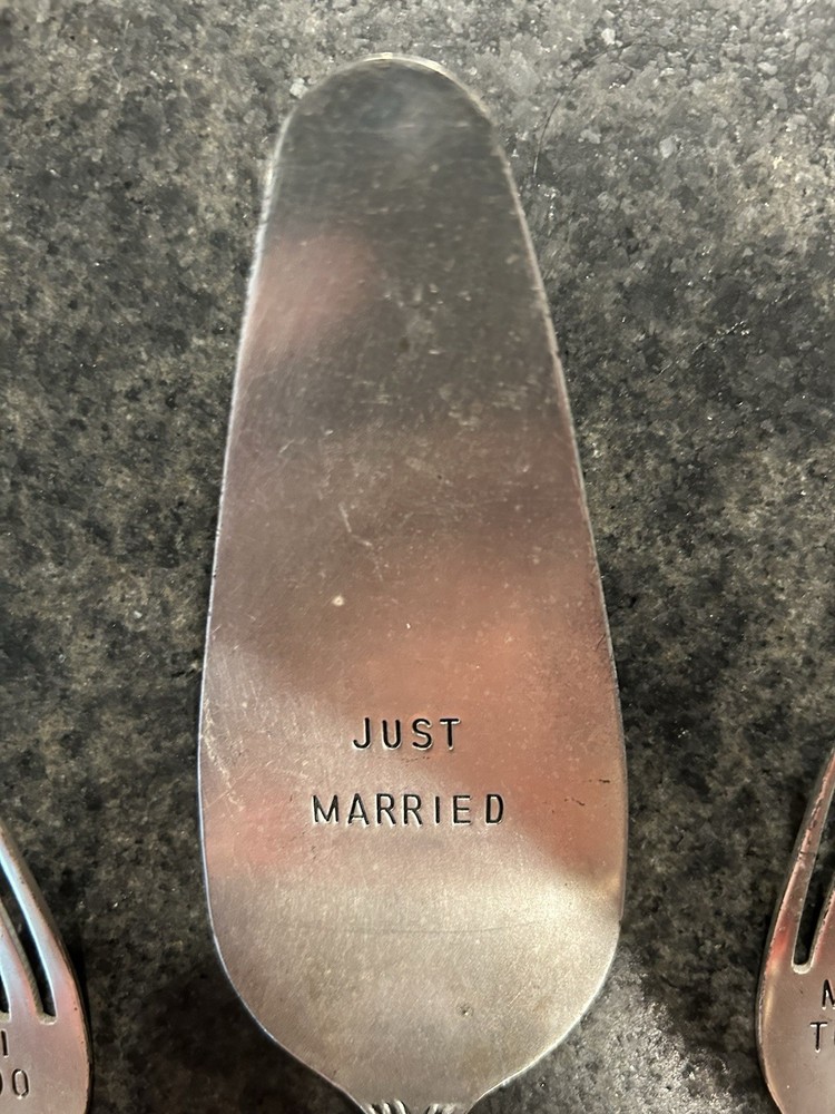Mud Pie Silver Wedding Cake Server And Fork Set Used Once BIN B