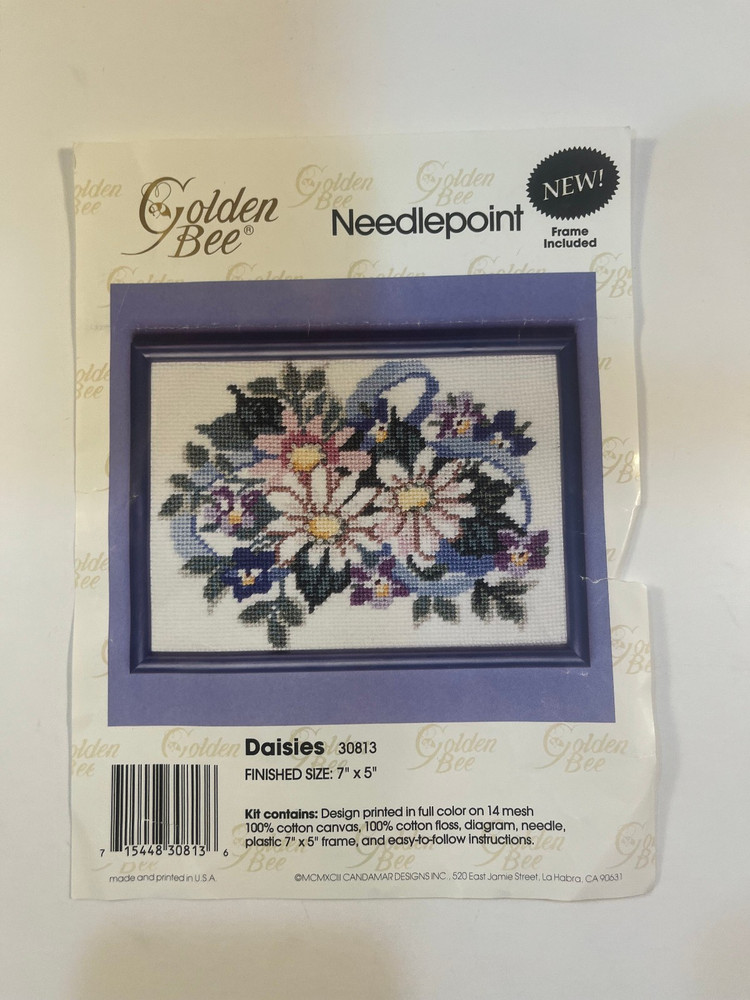 Golden Bee Needlepoint Kit #30813 "Daisies" - Started